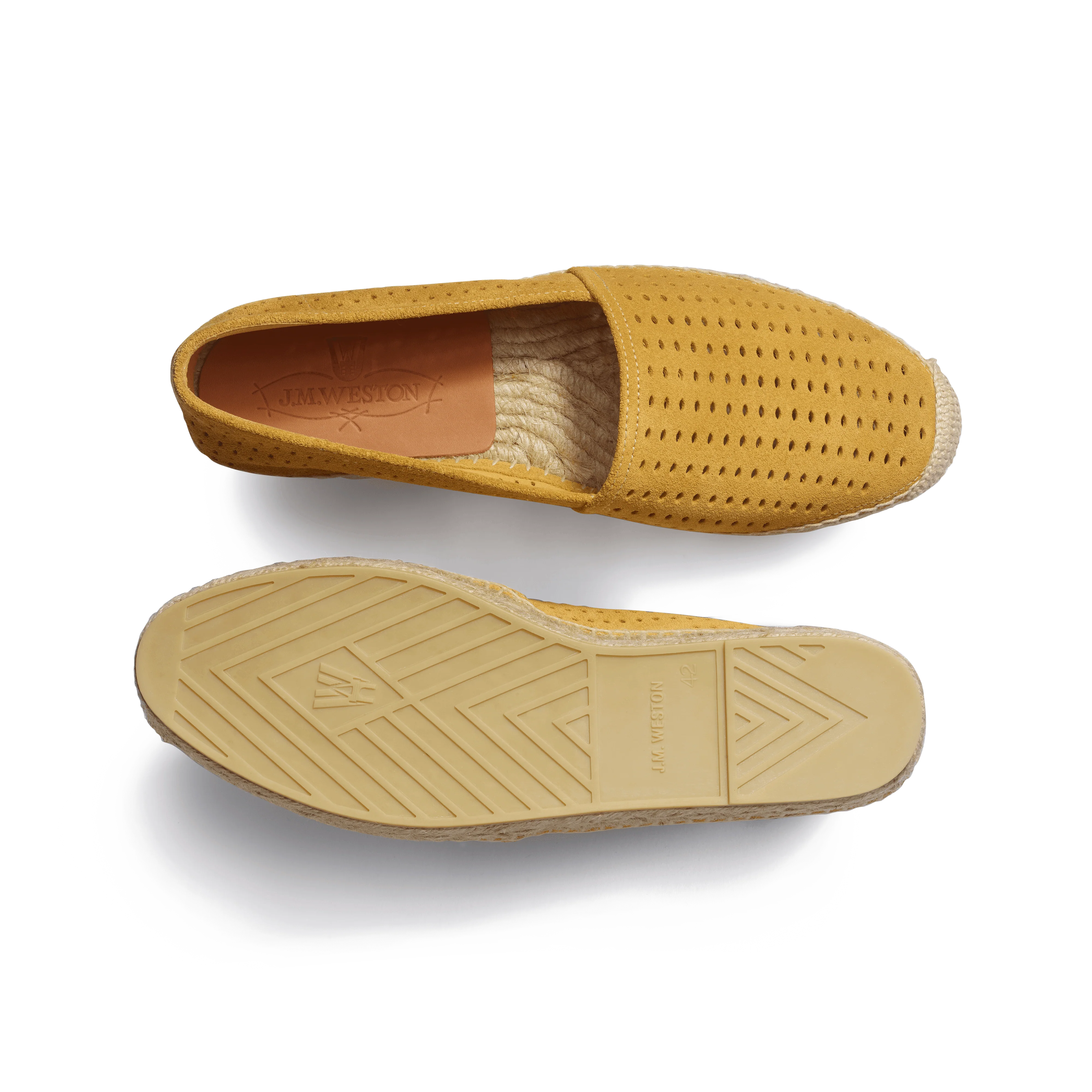 Espadrille Wait and Sea [homme cuir veau velours perforé jaune] - Image 4