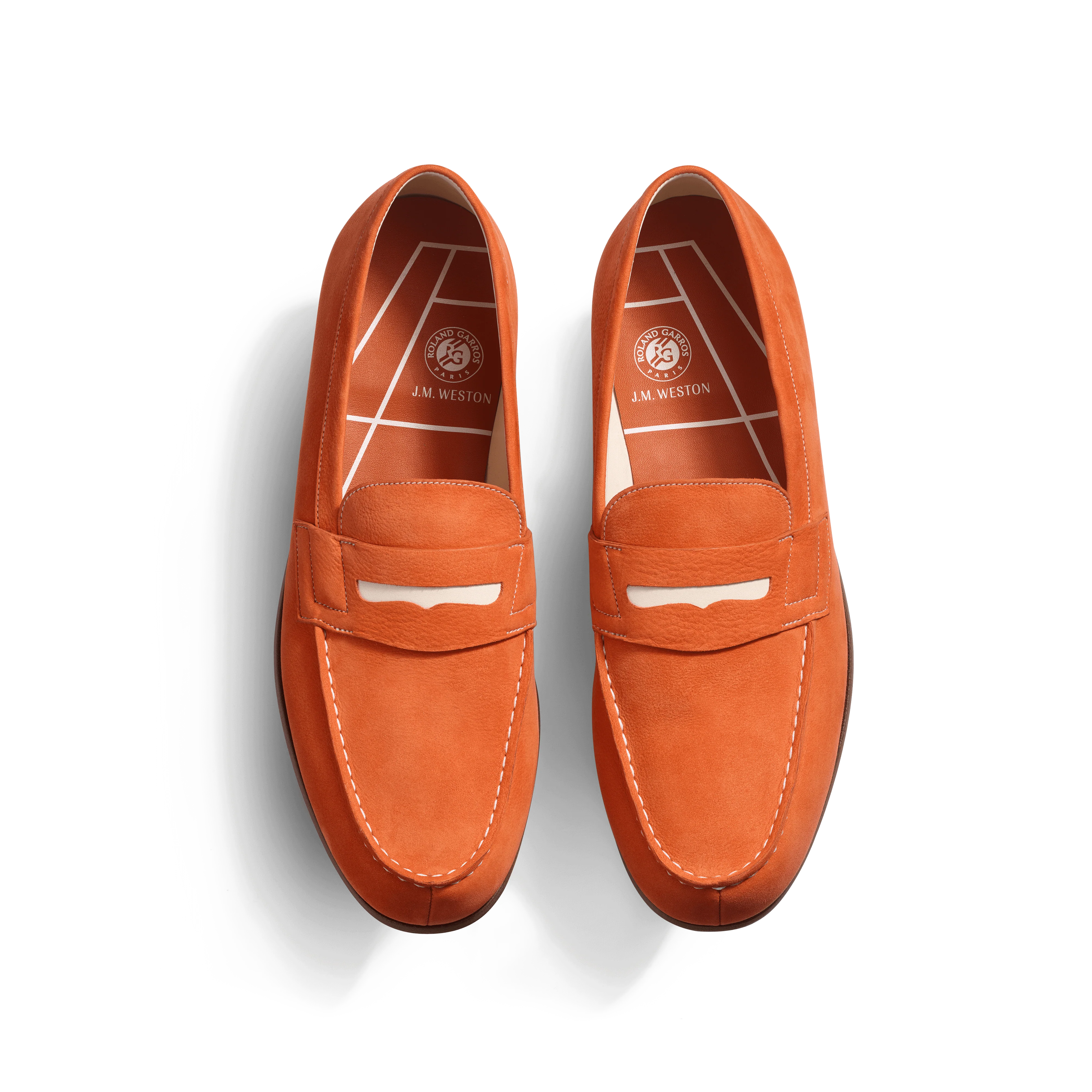 Le Moc' Weston Roland-Garros [homme nubuck orange détails cuir veau sport blanc] - Image 3