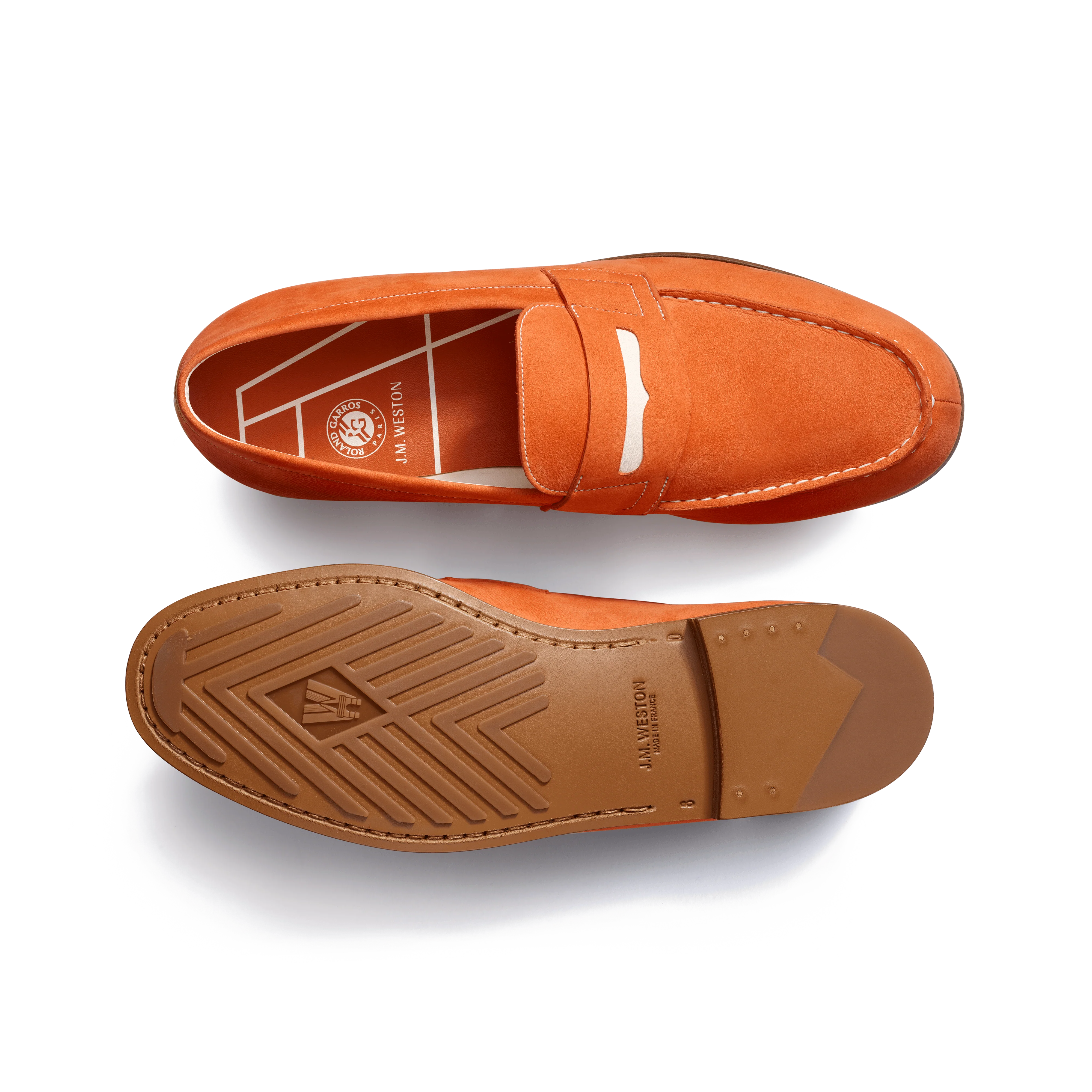 Le Moc' Weston Roland-Garros [homme nubuck orange détails cuir veau sport blanc] - Image 4