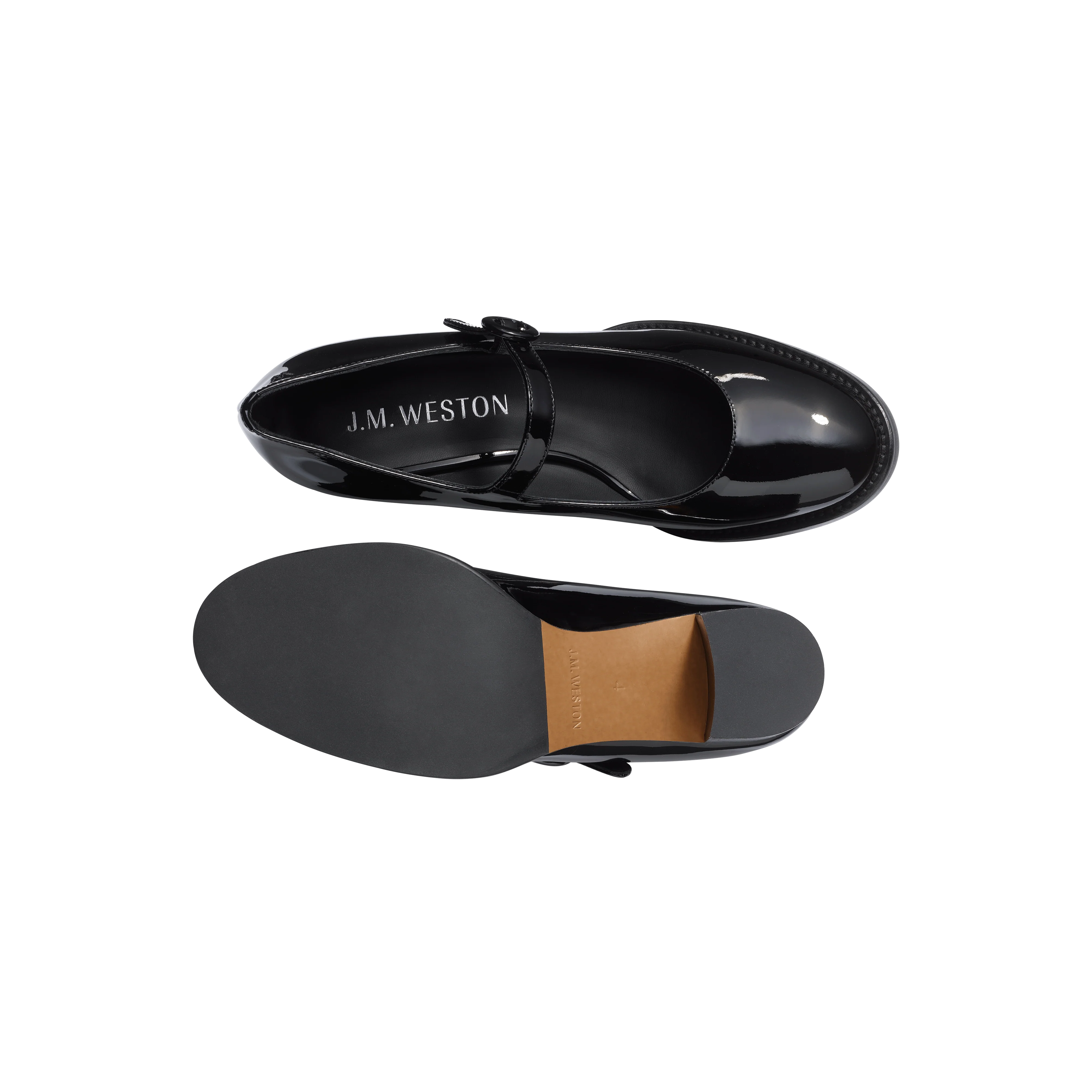 Mary Jane à talon 5,5cm [femme cuir veau vernis noir] - Image 4