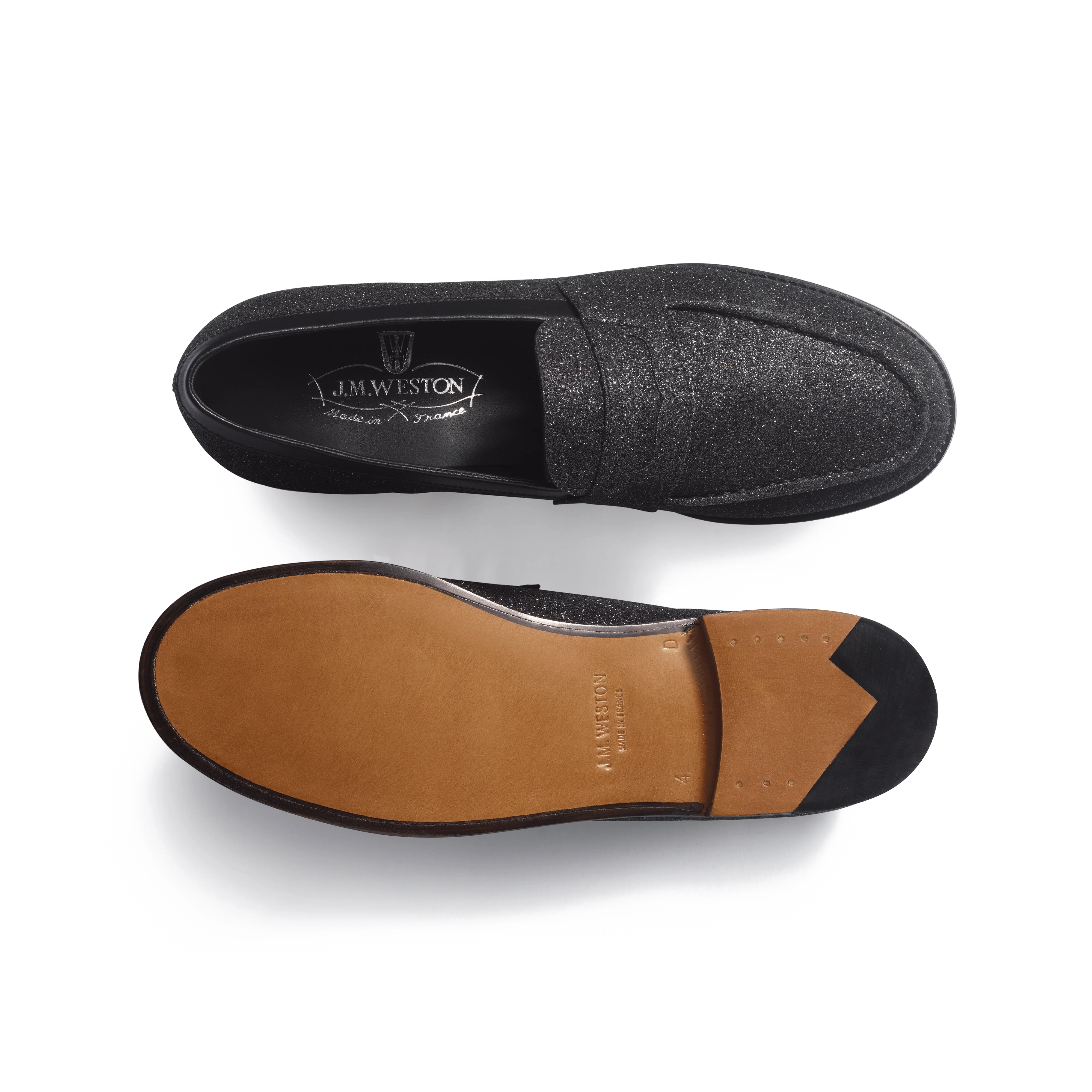 Mocassin 180 [femme cuir chèvre noir à effet pailleté] - Image 4