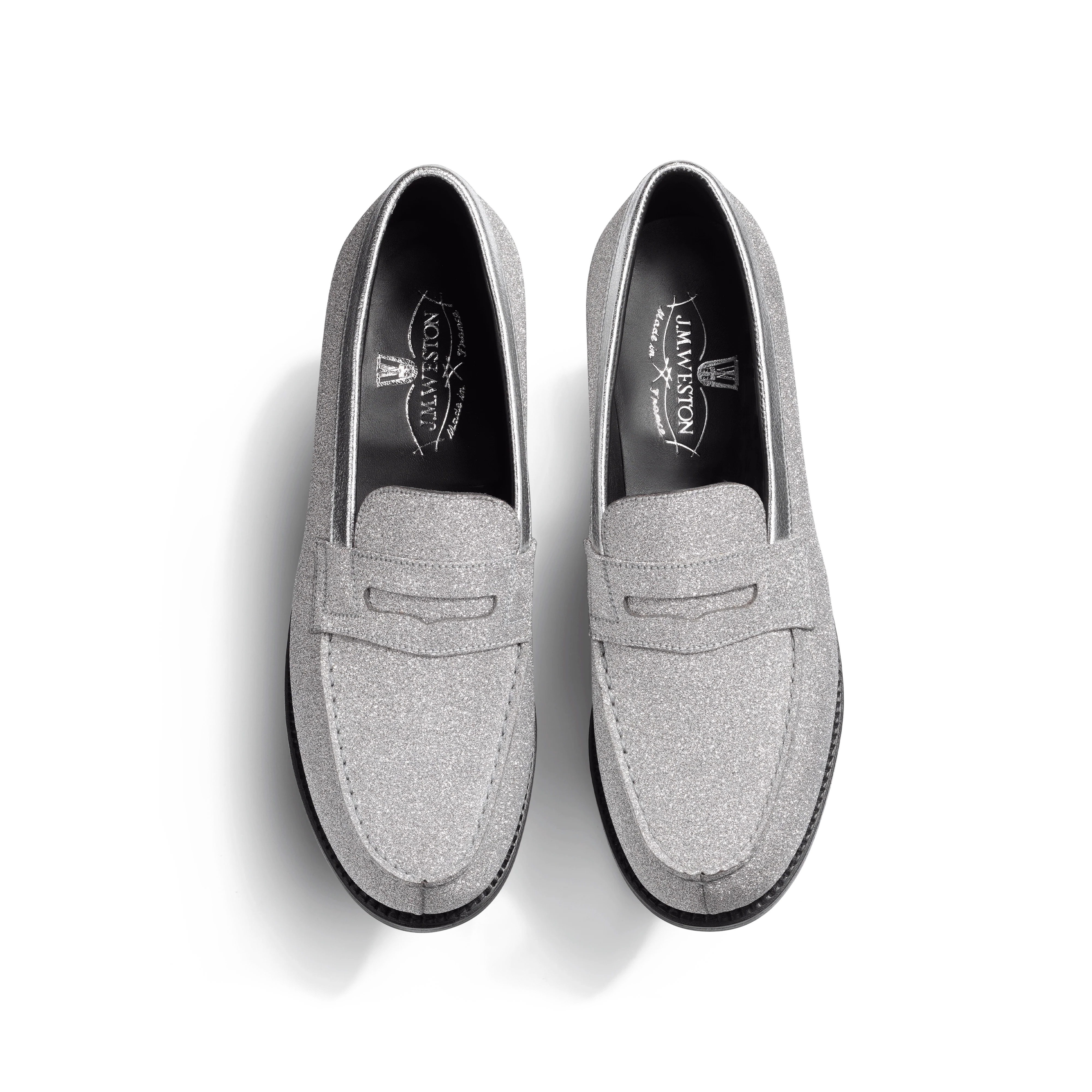 Mocassin 180 [femme cuir chèvre pailletée argent et cuir veau souple grainé argent] - Image 3