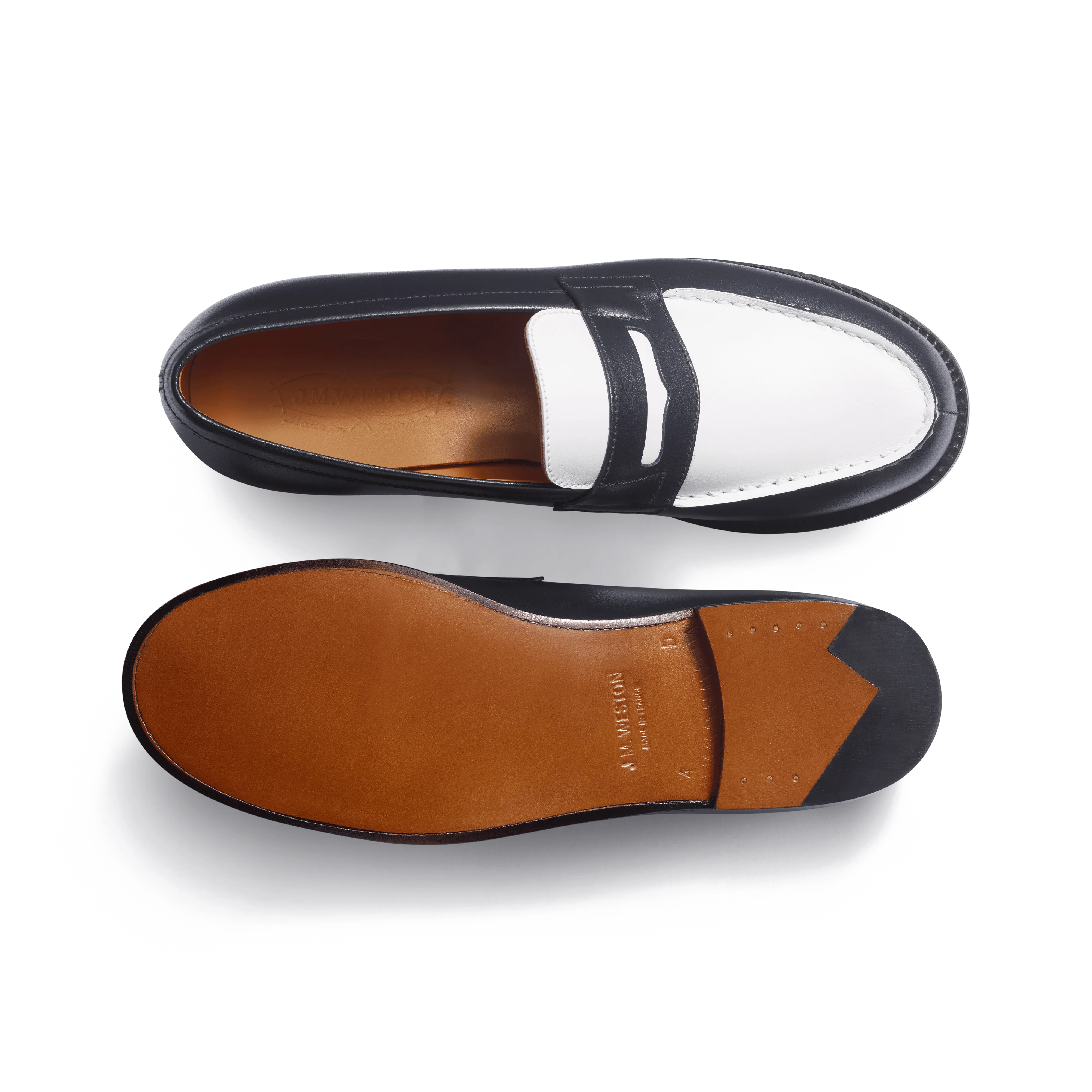 Mocassin 180 [femme cuir veau box marine & cuir veau lisse java blanc] - Image 4
