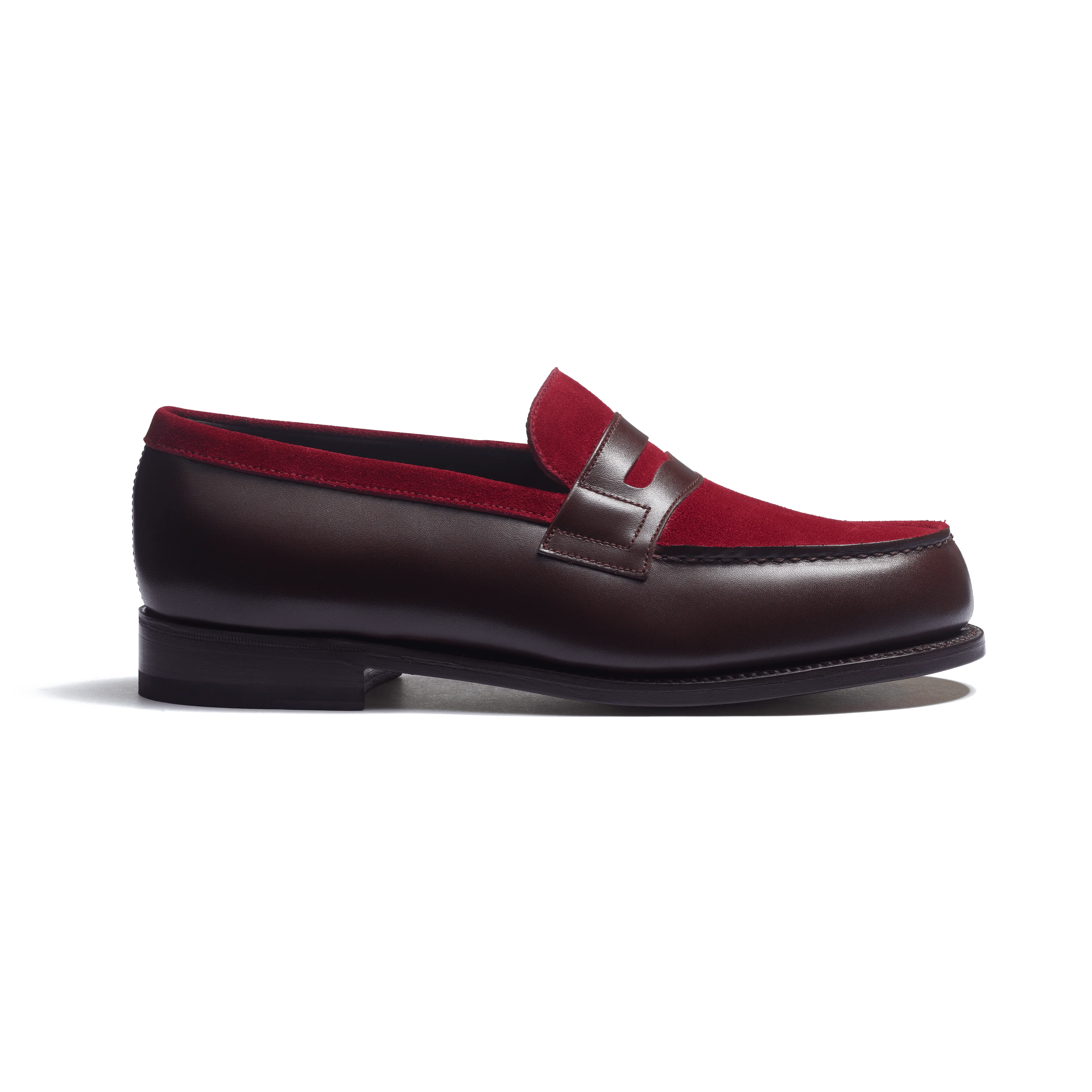 Mocassin 180 [femme cuir veau box mélèze & cuir veau velours bordeaux]
