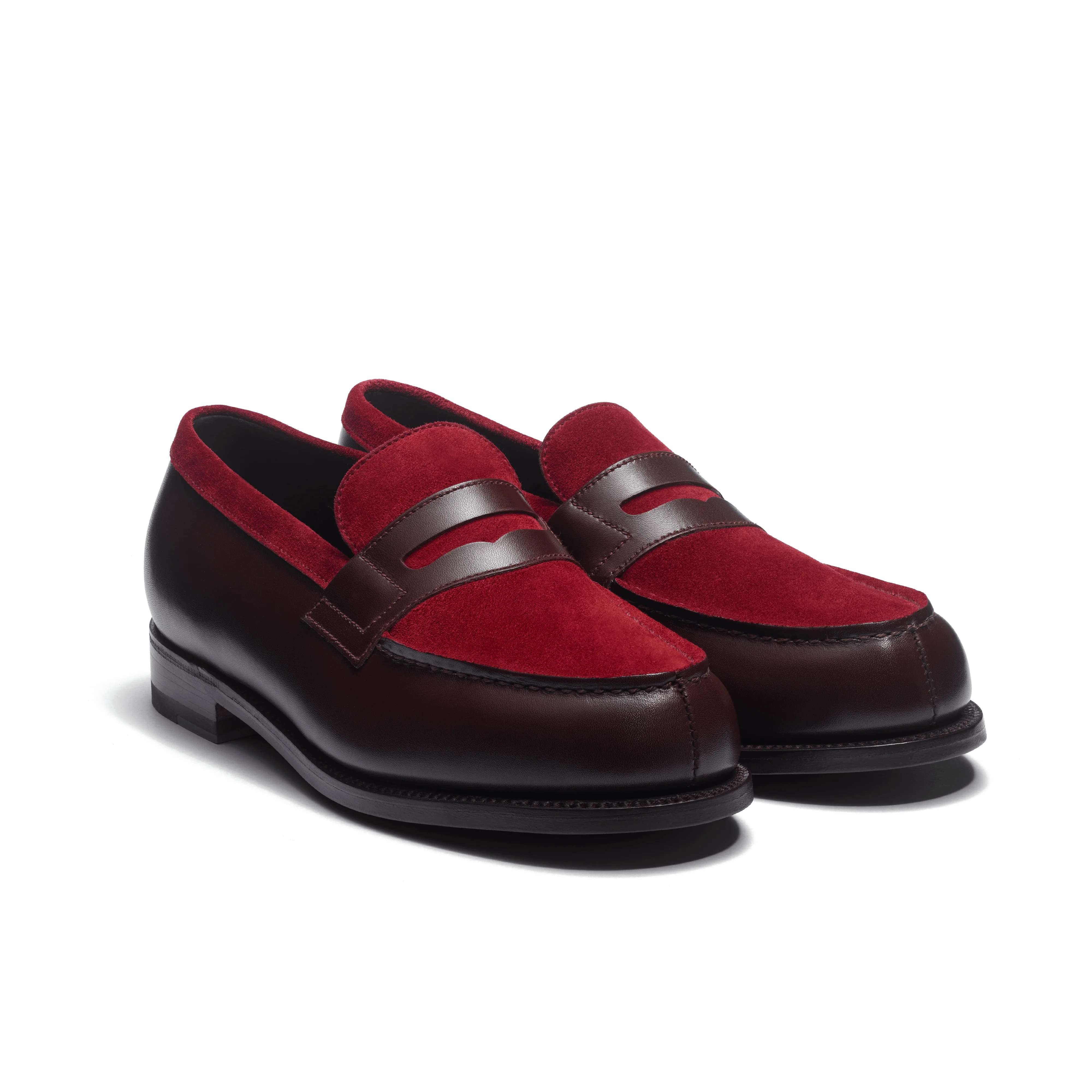 Mocassin 180 [femme cuir veau box mélèze & cuir veau velours bordeaux] - Image 2