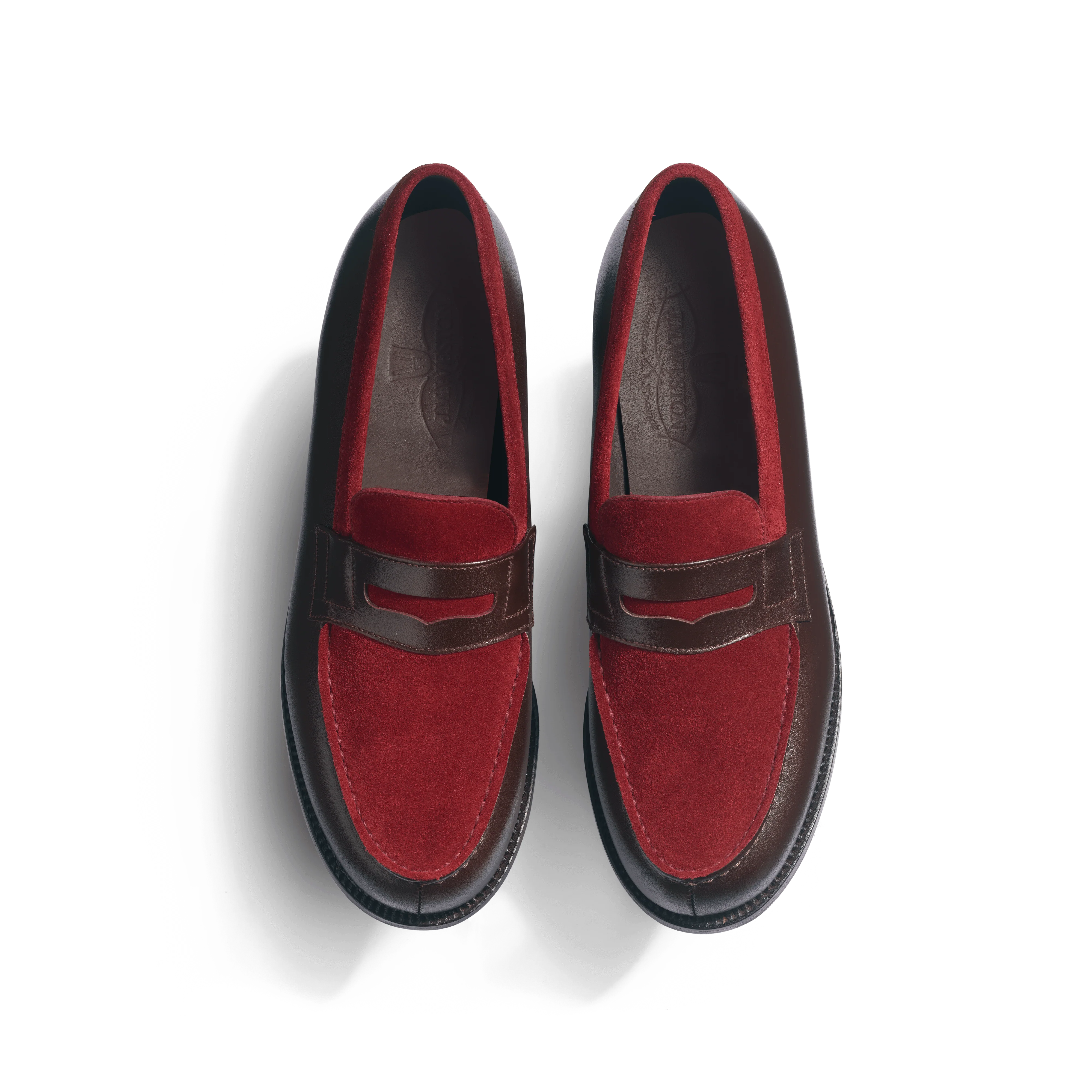 Mocassin 180 [femme cuir veau box mélèze & cuir veau velours bordeaux] - Image 3