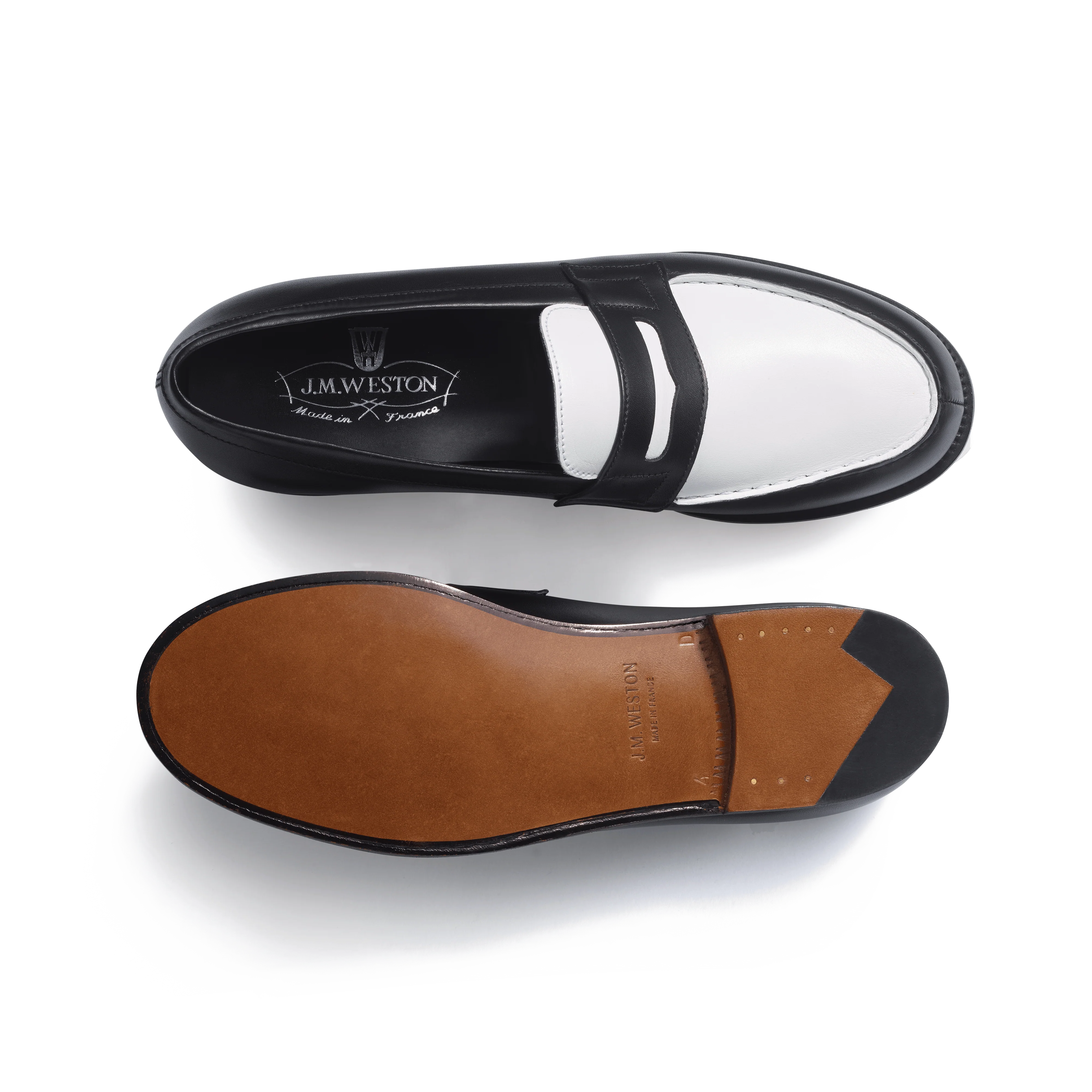 Mocassin 180 [femme cuir veau box noir et cuir veau souple blanc] - Image 4