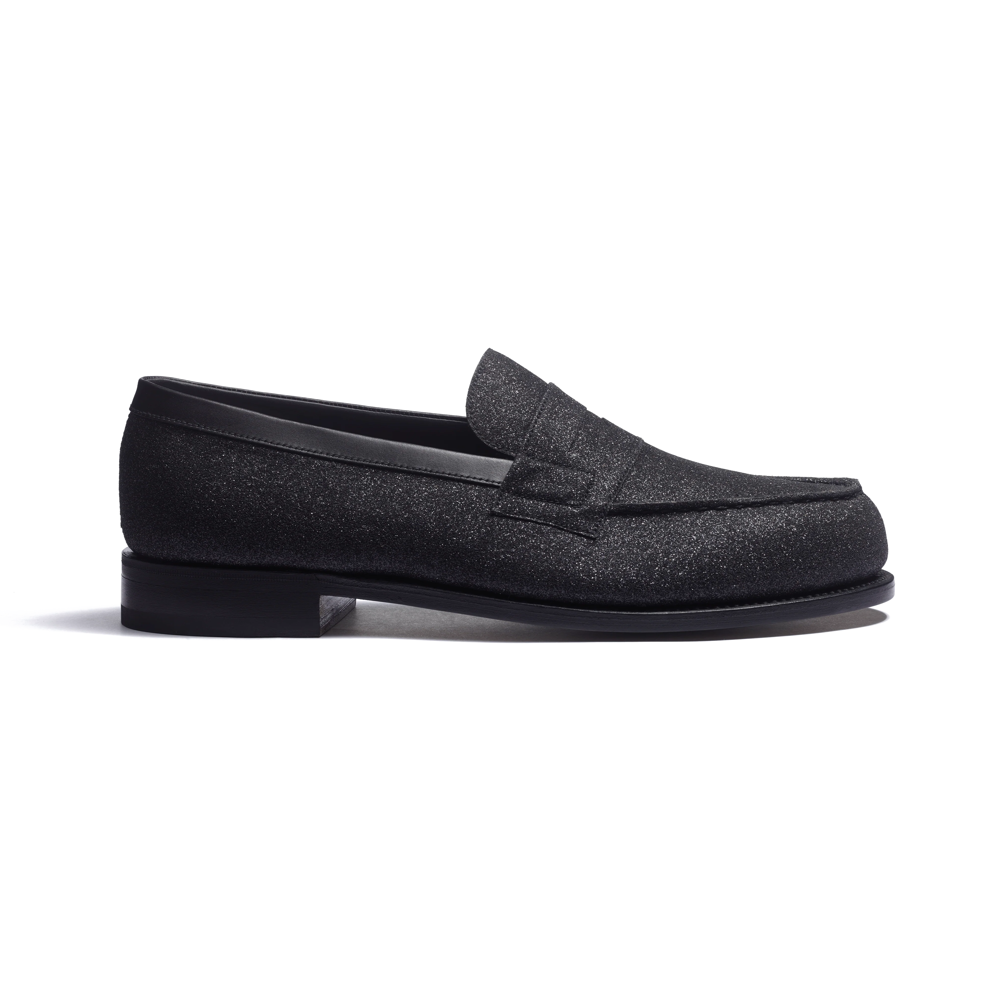 Mocassin 180 [homme cuir chèvre noir à effet pailleté]