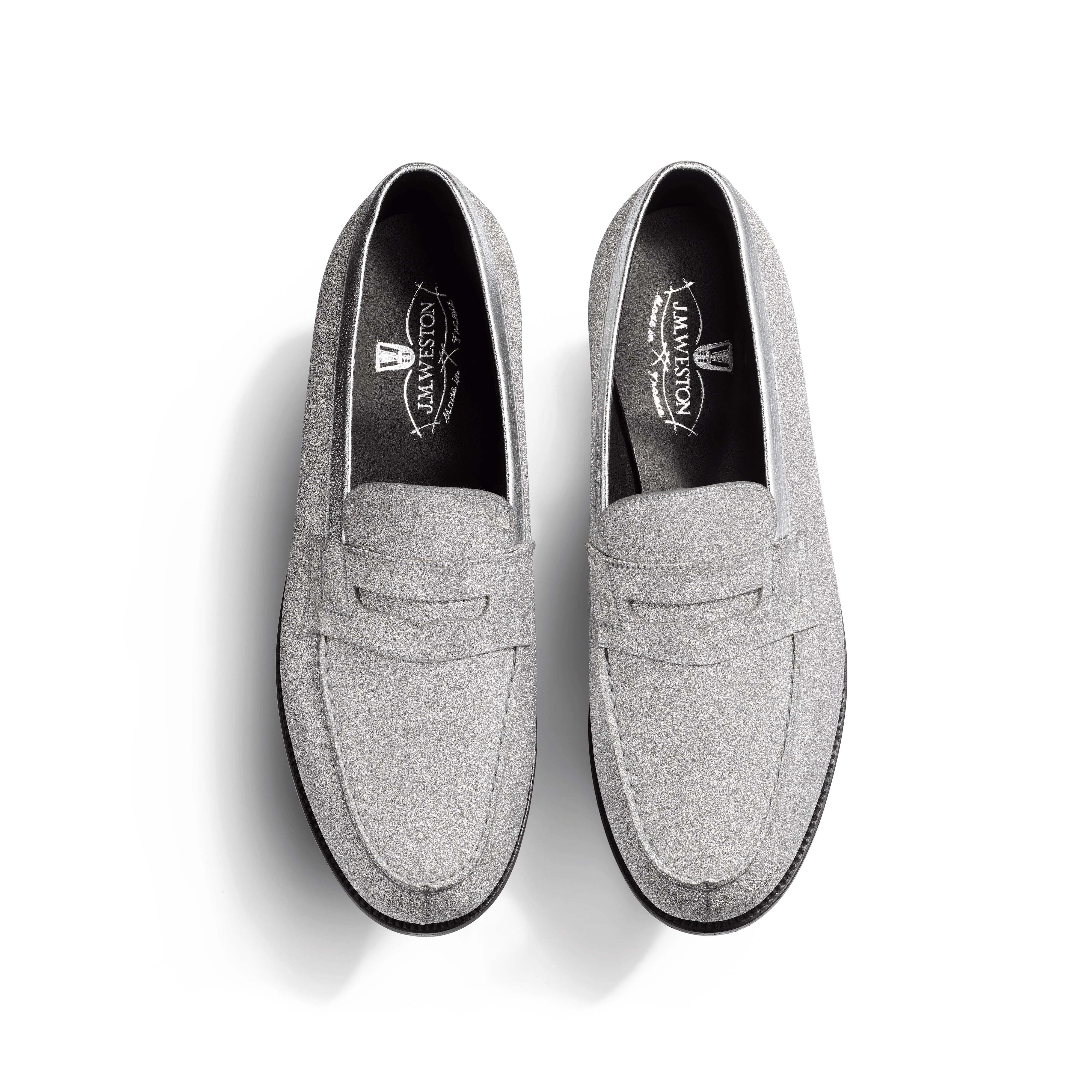 Mocassin 180 [homme cuir chèvre pailletée argent et cuir veau souple grainé argent] - Image 3