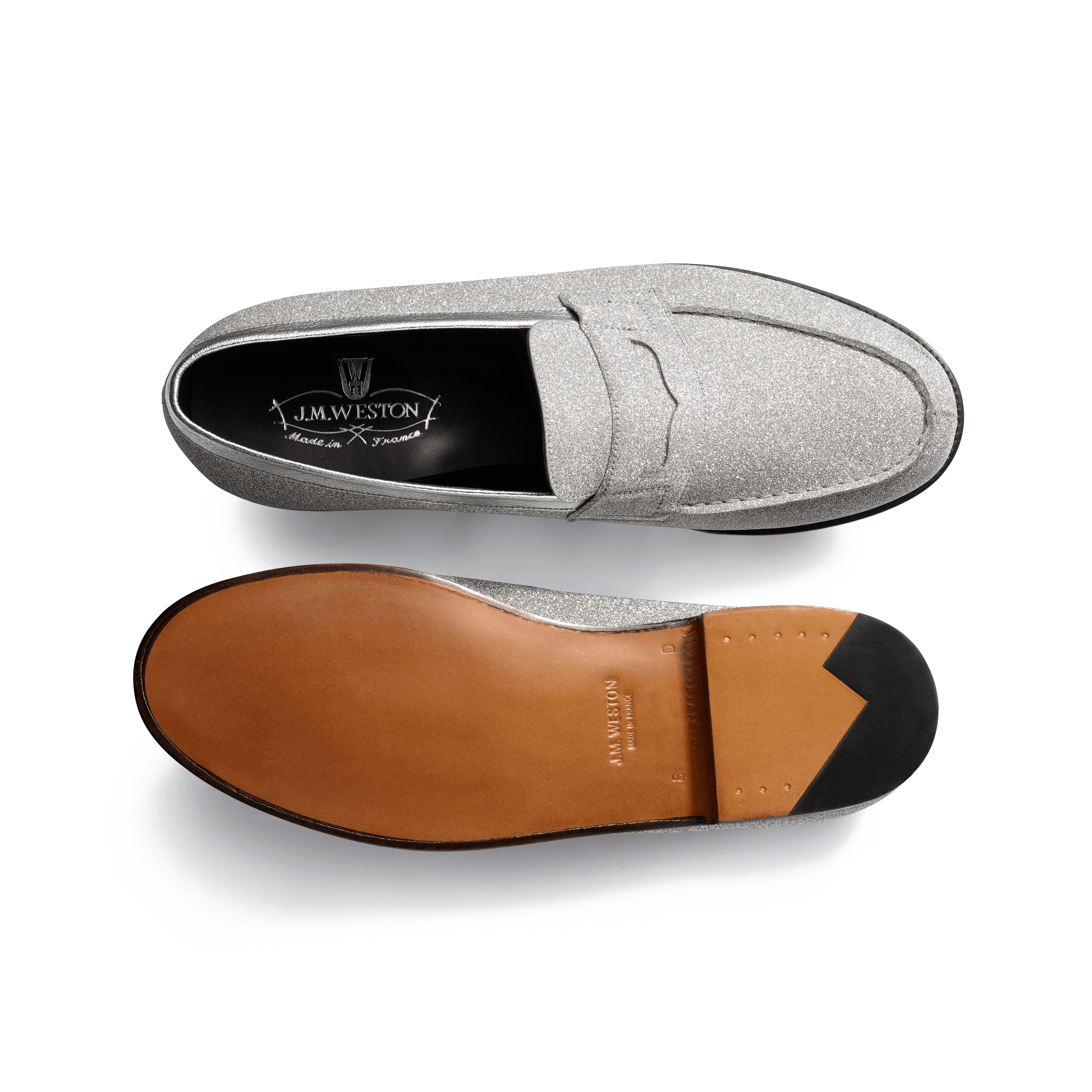 Mocassin 180 [homme cuir chèvre pailletée argent et cuir veau souple grainé argent] - Image 4