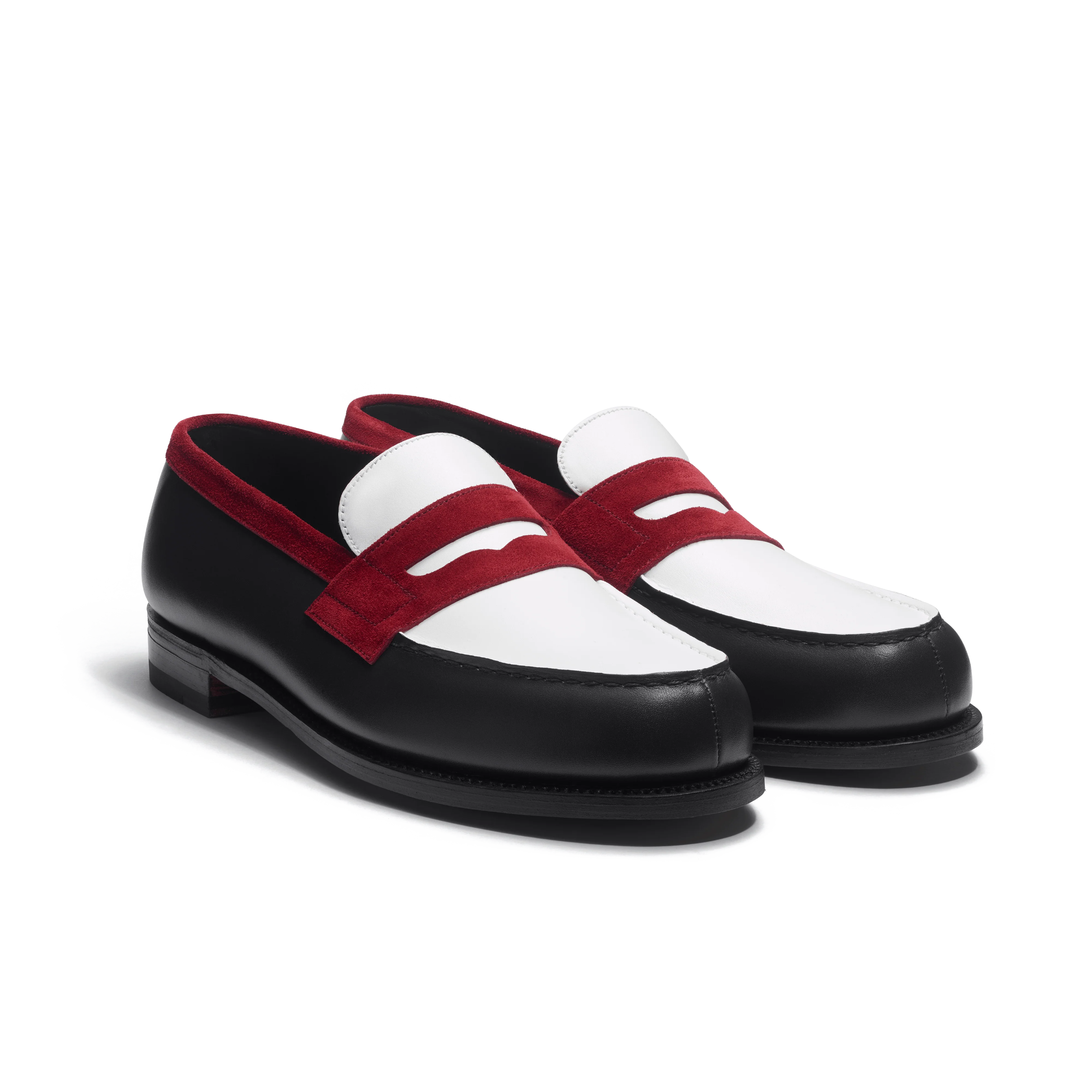Mocassin 180 [homme cuir veau box marine & java blanc & cuir veau velours bordeaux] - Image 2