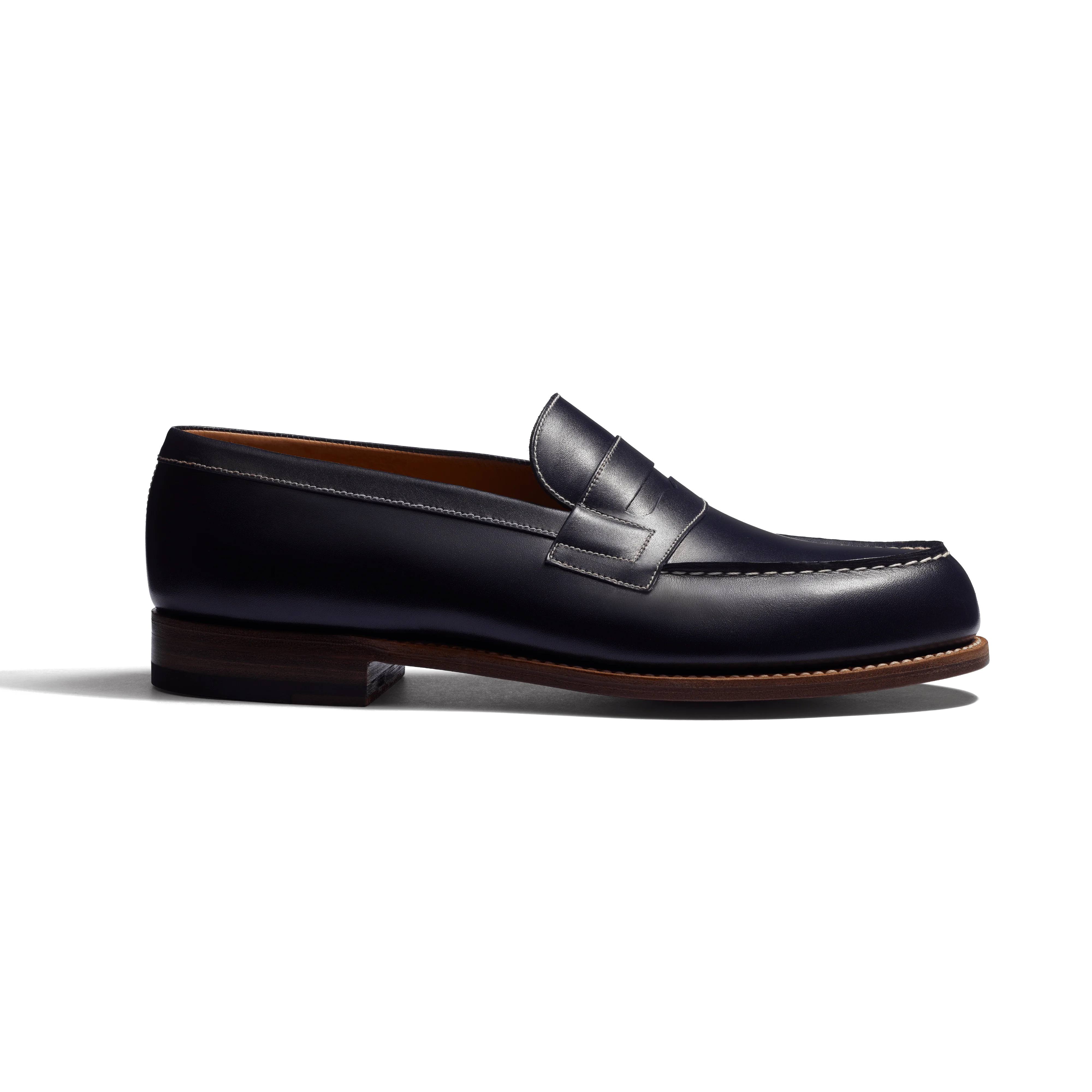 Mocassin 180 [homme cuir veau box marine piqûre contrastée écrue]