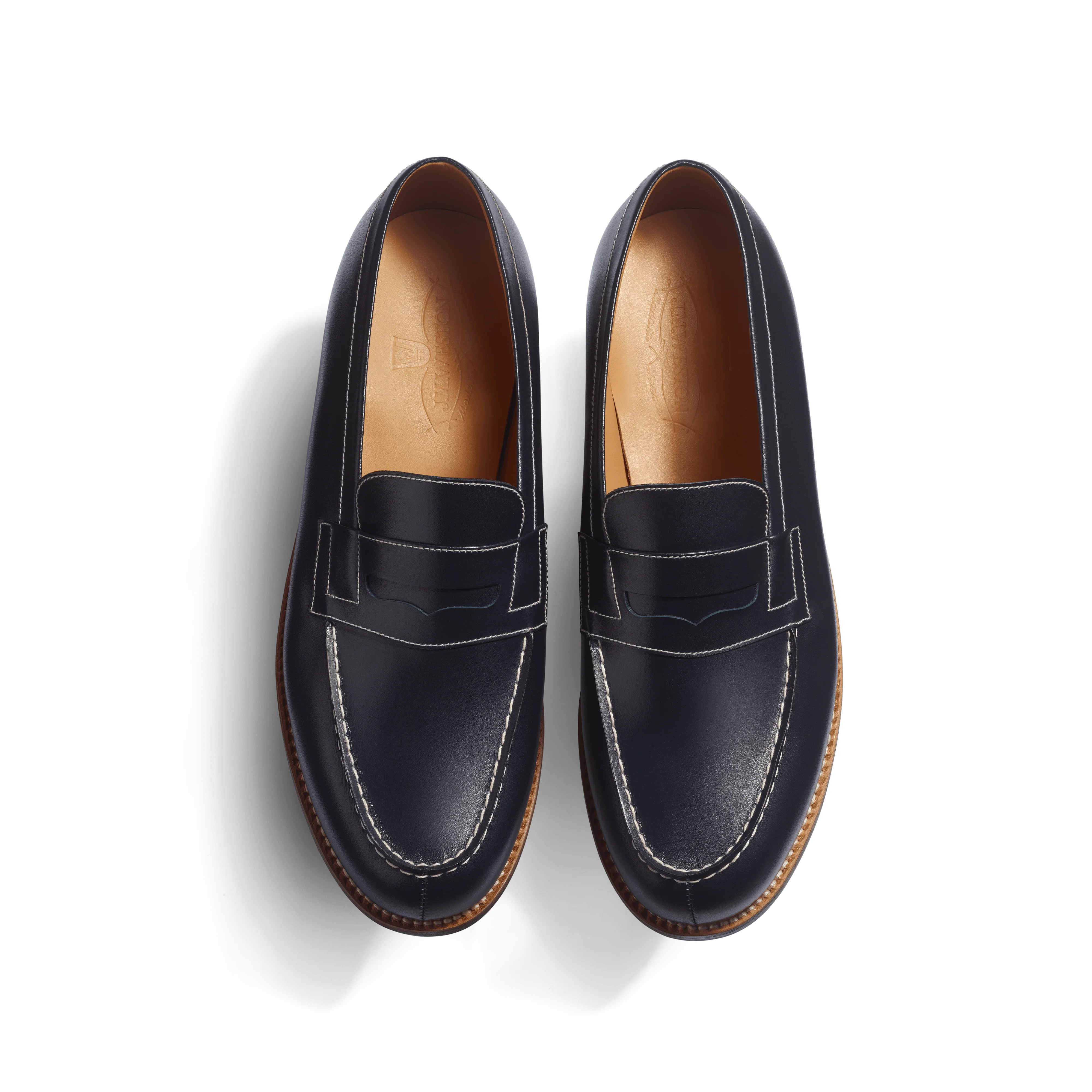 Mocassin 180 [homme cuir veau box marine piqûre contrastée écrue] - Image 3