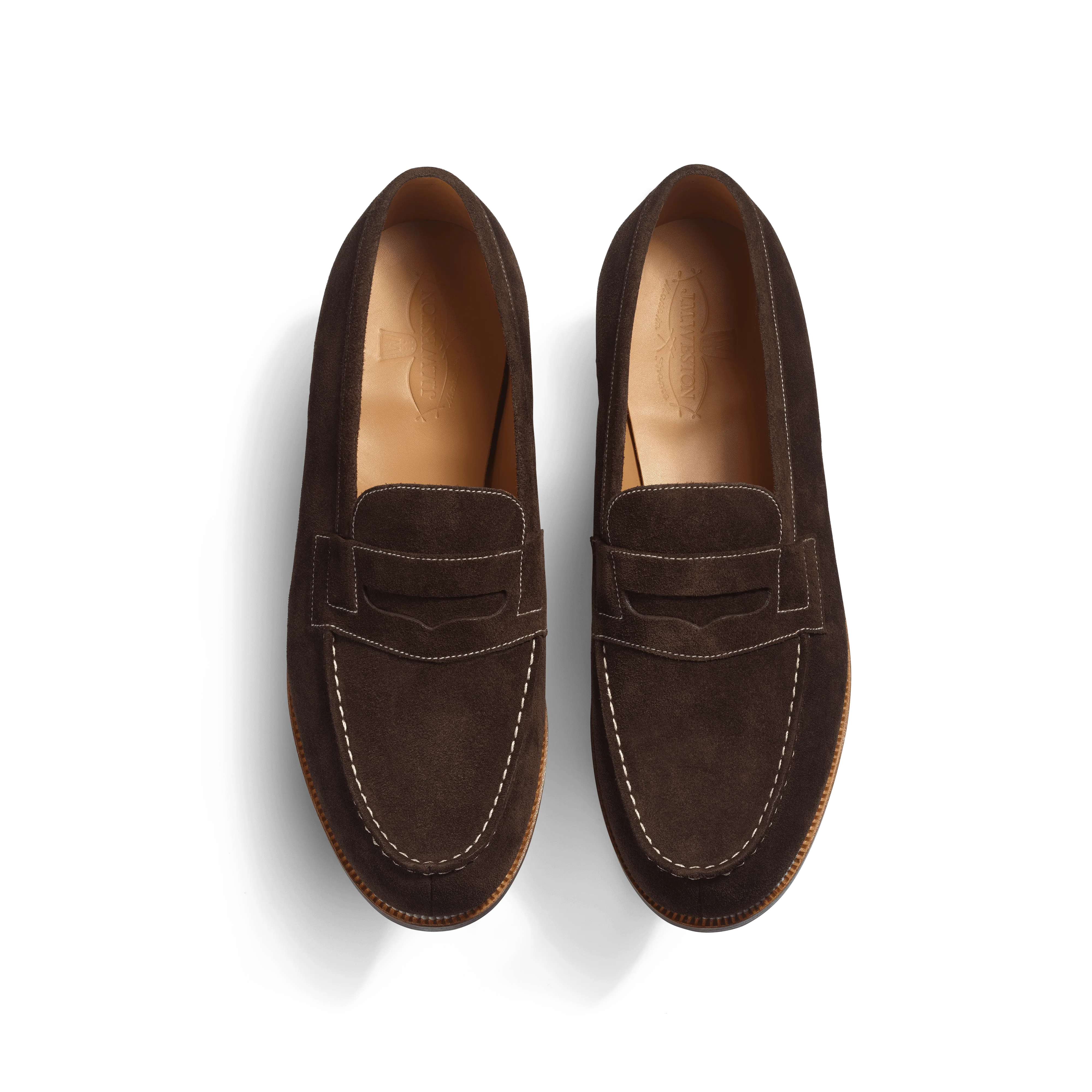 Mocassin 180 [homme cuir veau velours chocolat piqûre contrastée écrue] - Image 3