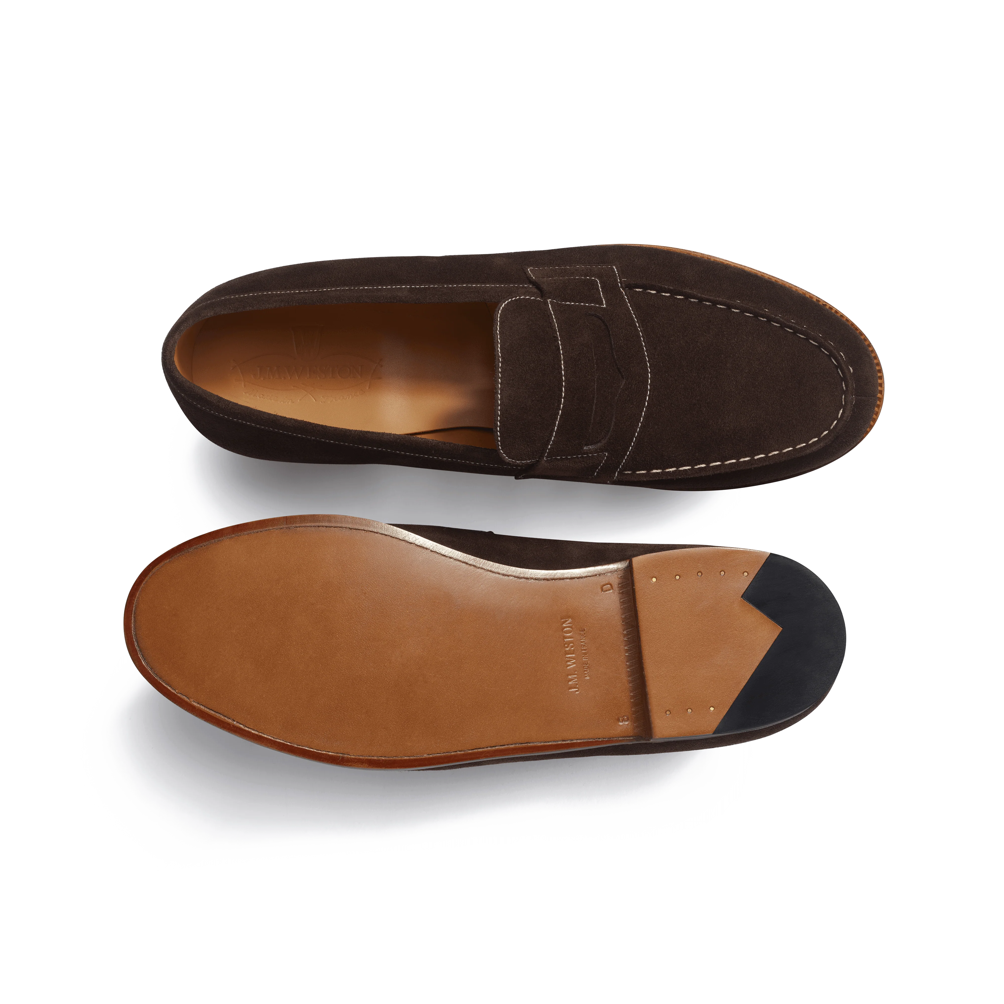 Mocassin 180 [homme cuir veau velours chocolat piqûre contrastée écrue] - Image 4