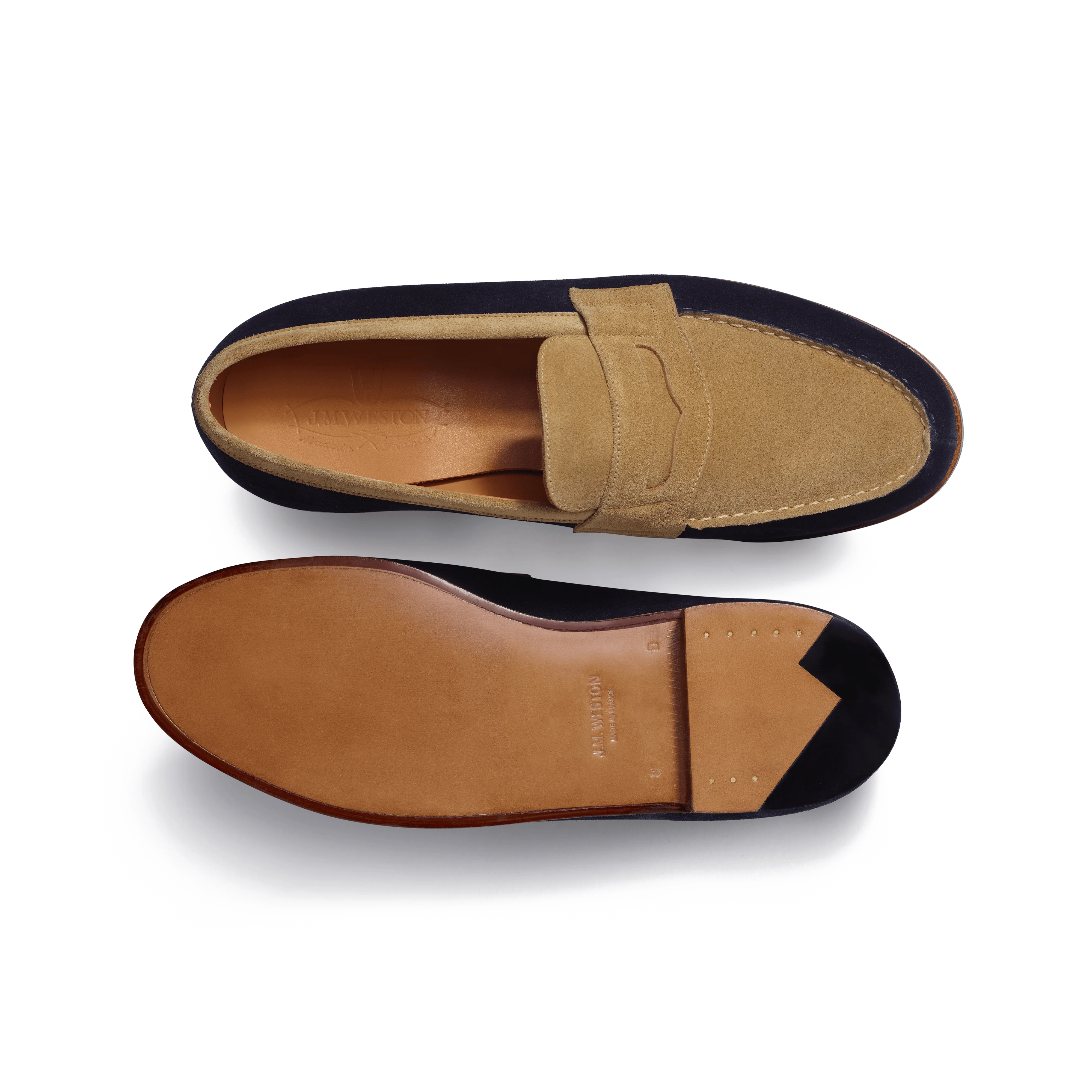 Mocassin 180 [homme cuir veau velours marine & cuir veau velours corde] - Image 4