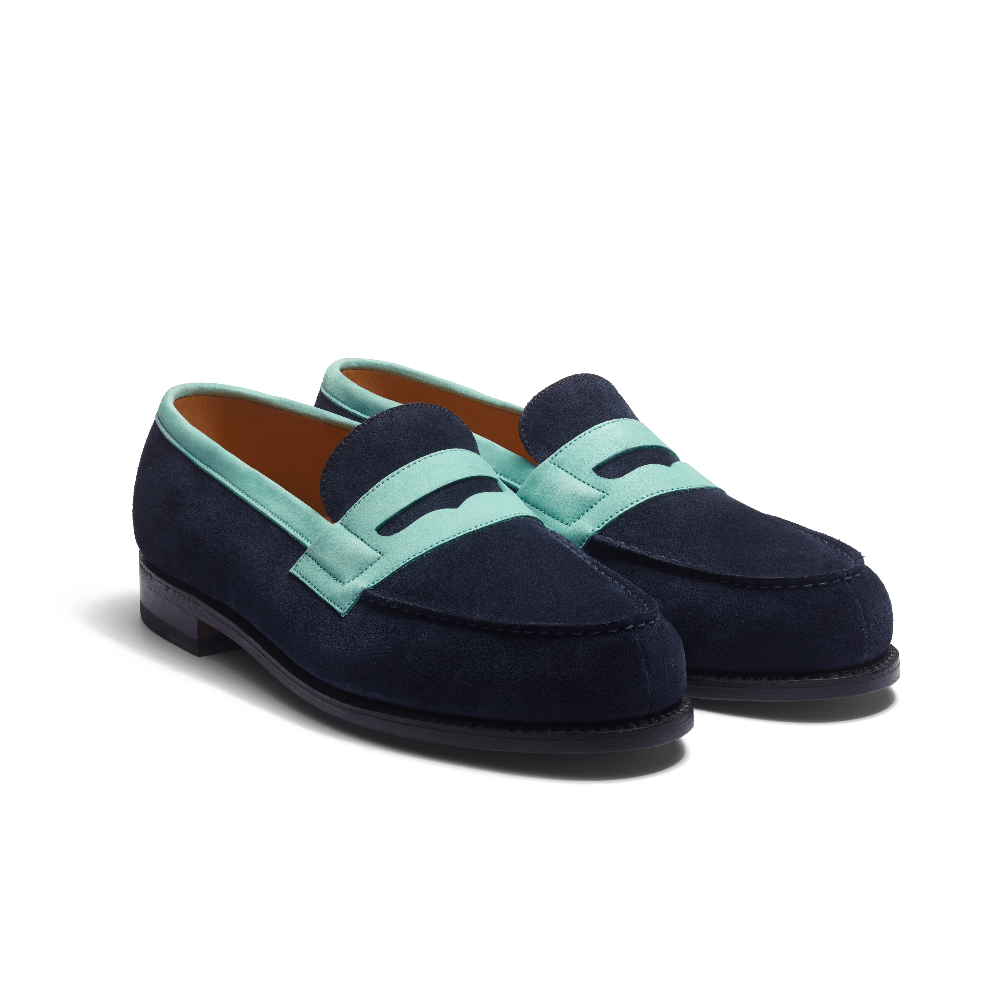 Mocassin 180 [homme cuir veau velours marine & cuir veau velours vert d'eau] - Image 2