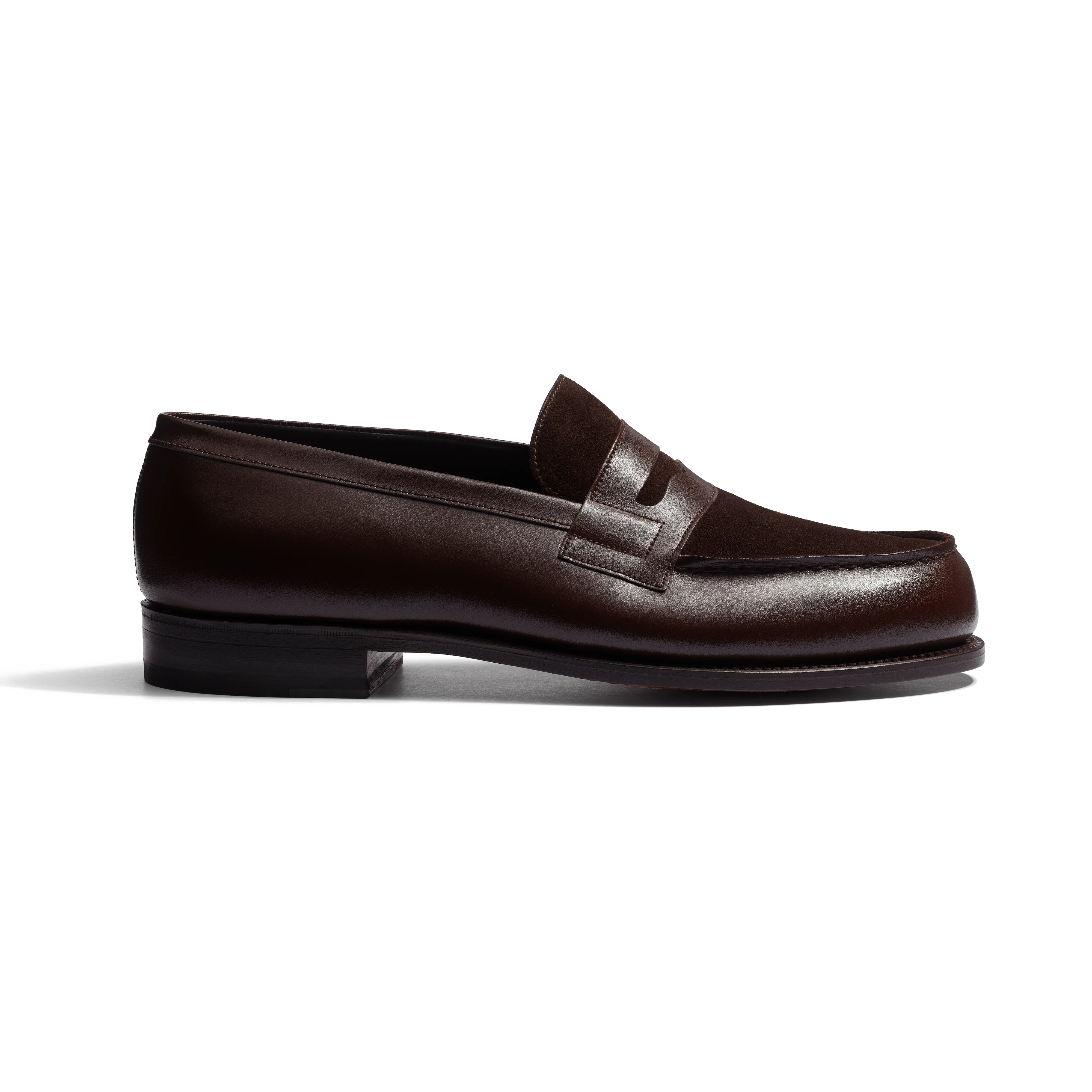 Mocassin 180 [homme cuir veau velours marron foncé et cuir veau box mélèze]
