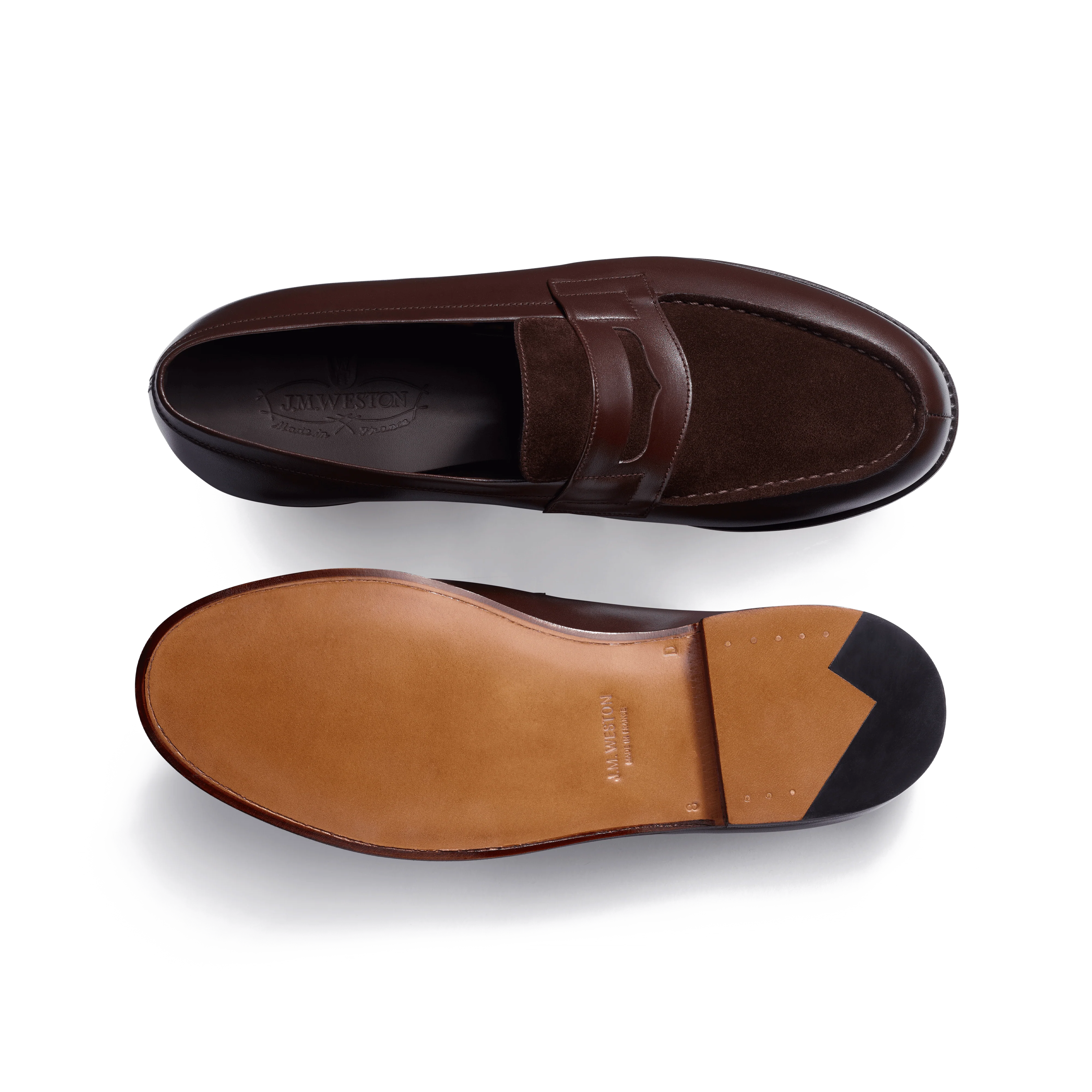 Mocassin 180 [homme cuir veau velours marron foncé et cuir veau box mélèze] - Image 4