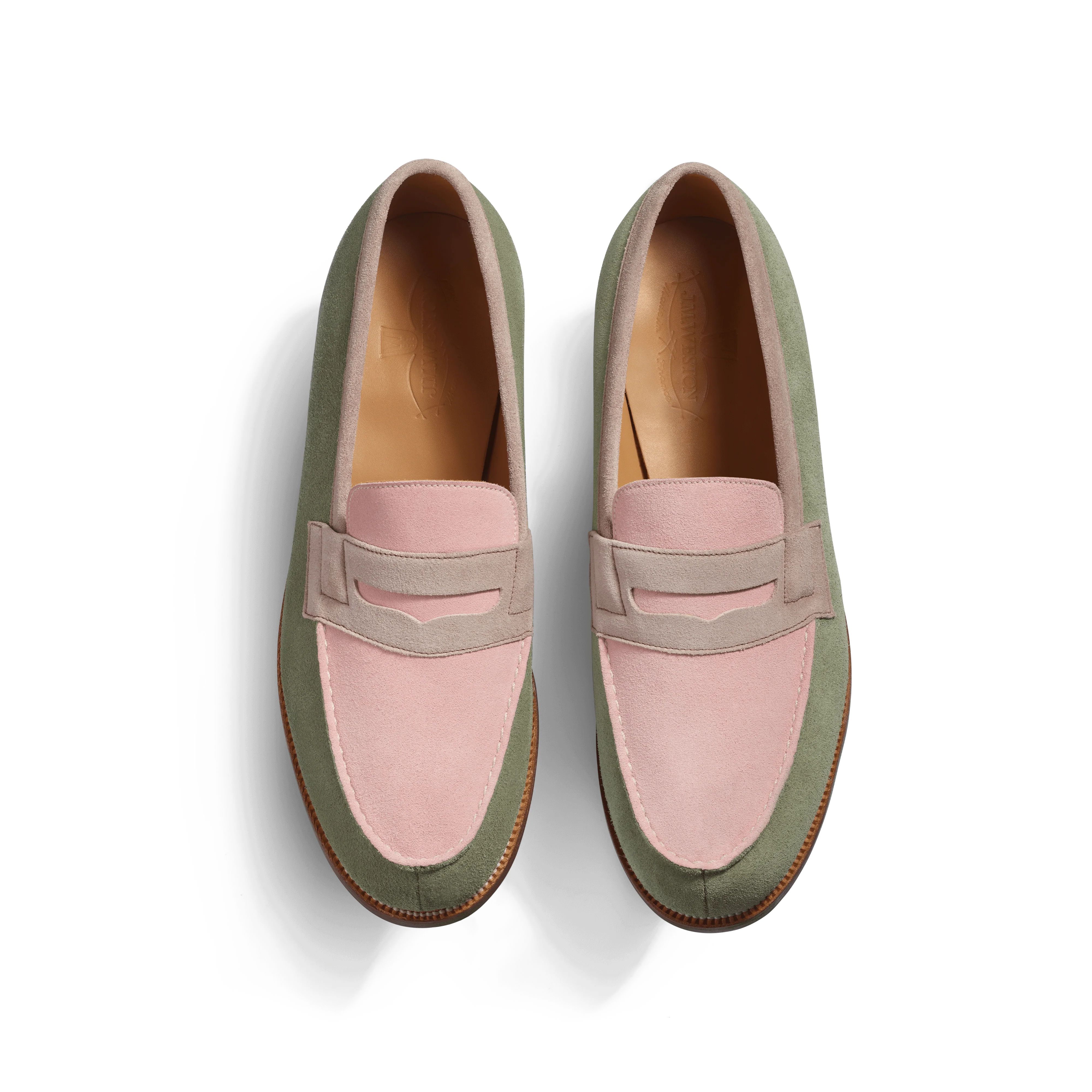Mocassin 180 [homme Cuir veau velours rose clair parme et vieil or] - Image 3