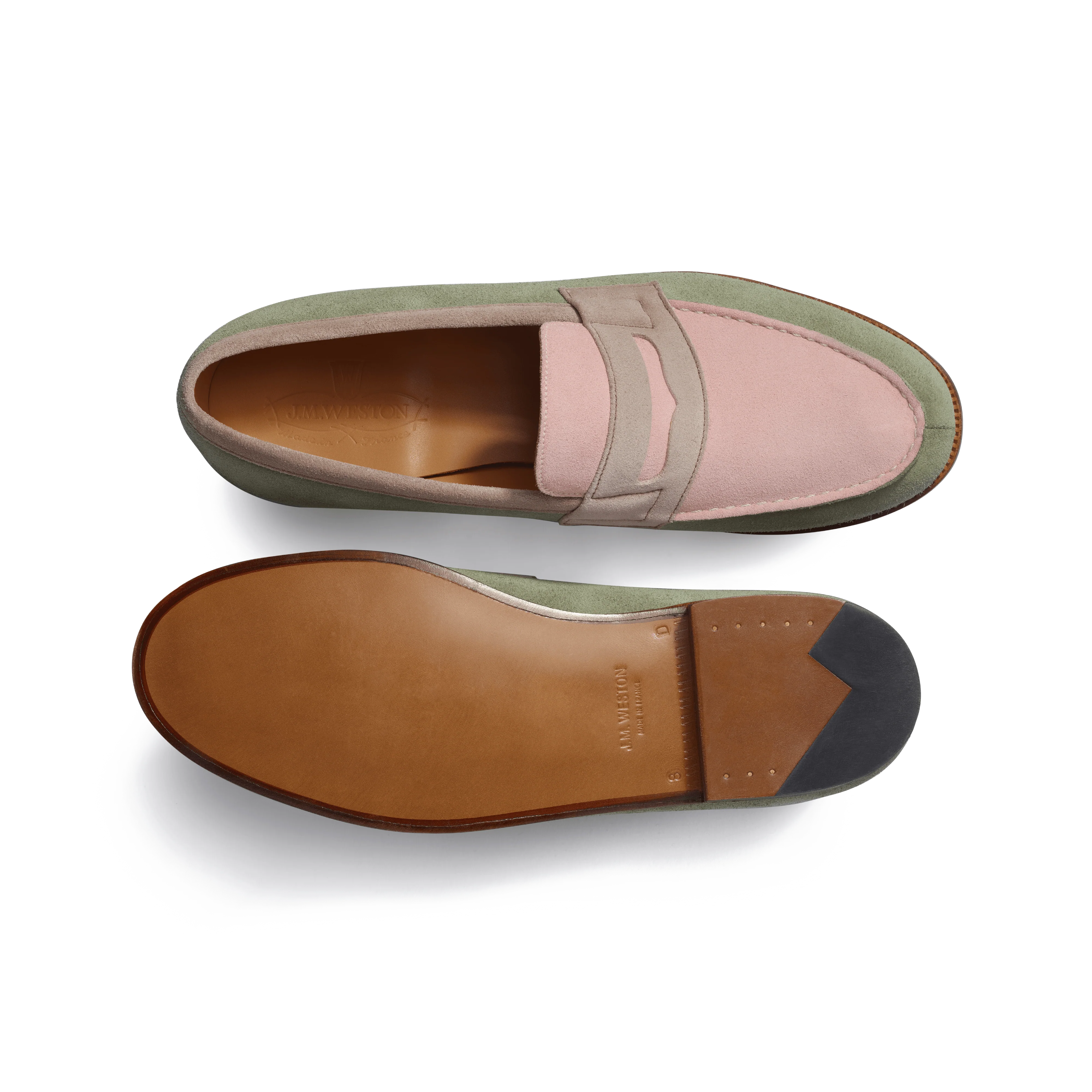 Mocassin 180 [homme Cuir veau velours rose clair parme et vieil or] - Image 4