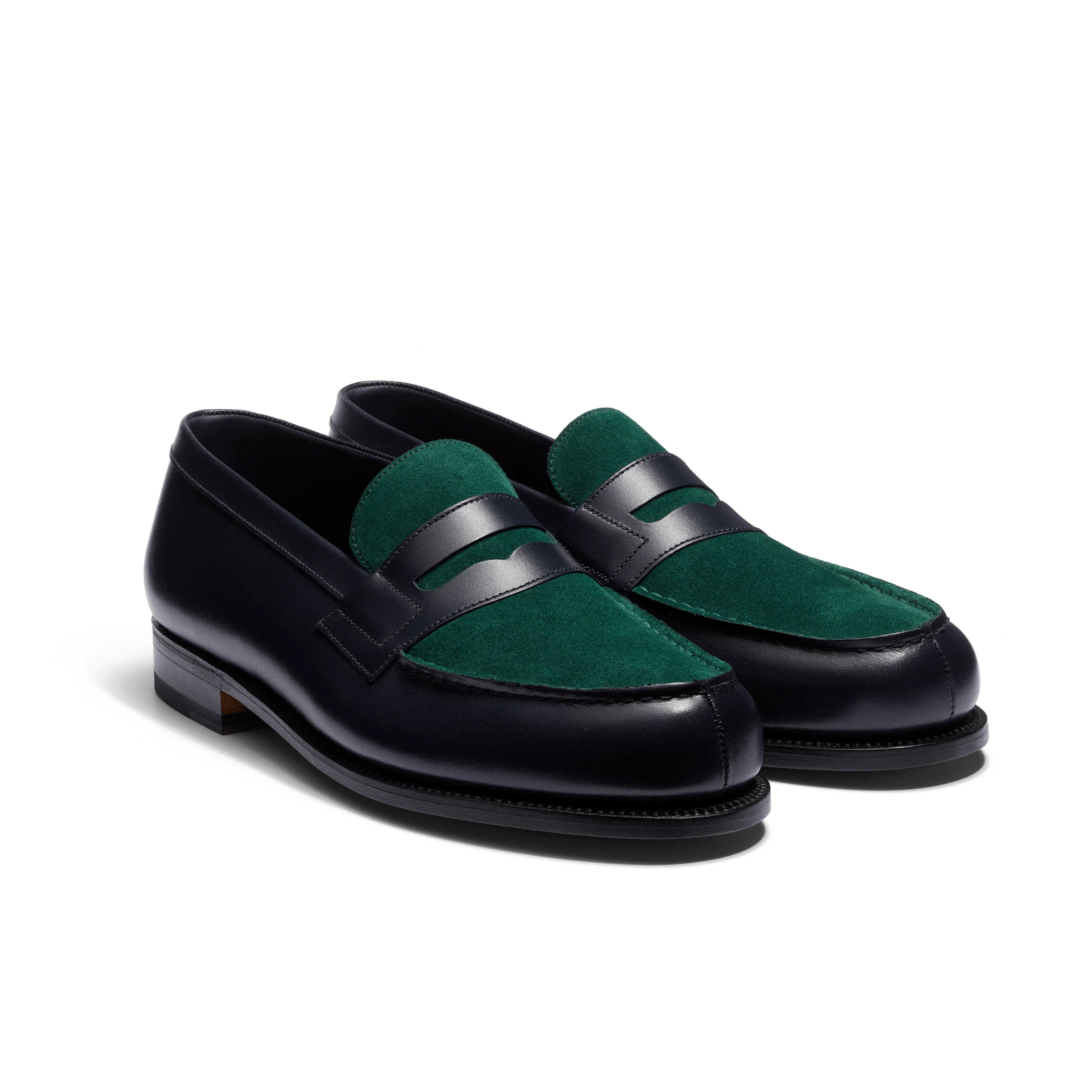 Mocassin 180 [homme cuir veau velours vert foncé et veau box bleu initial] - Image 2