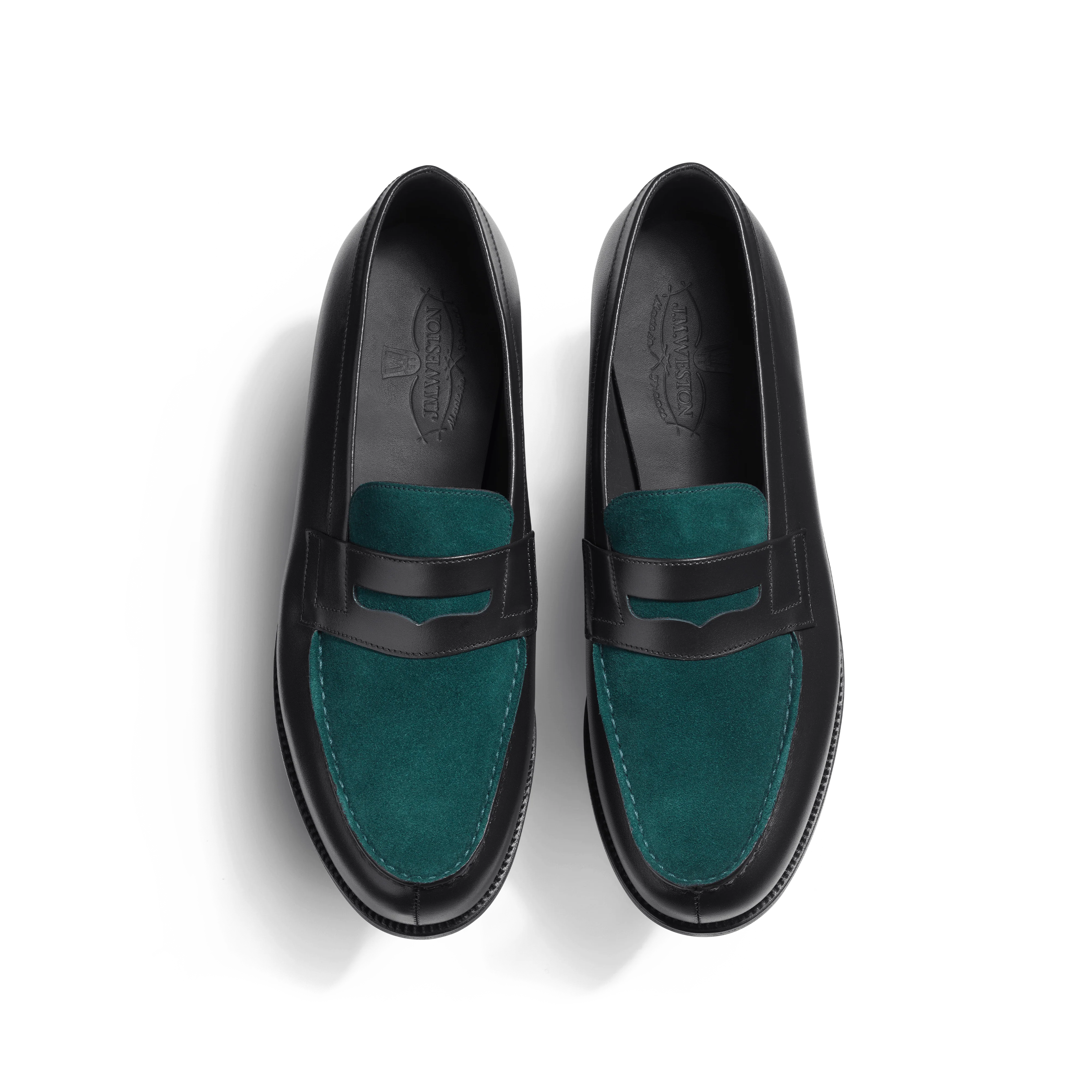 Mocassin 180 [homme cuir veau velours vert foncé et veau box bleu initial] - Image 3