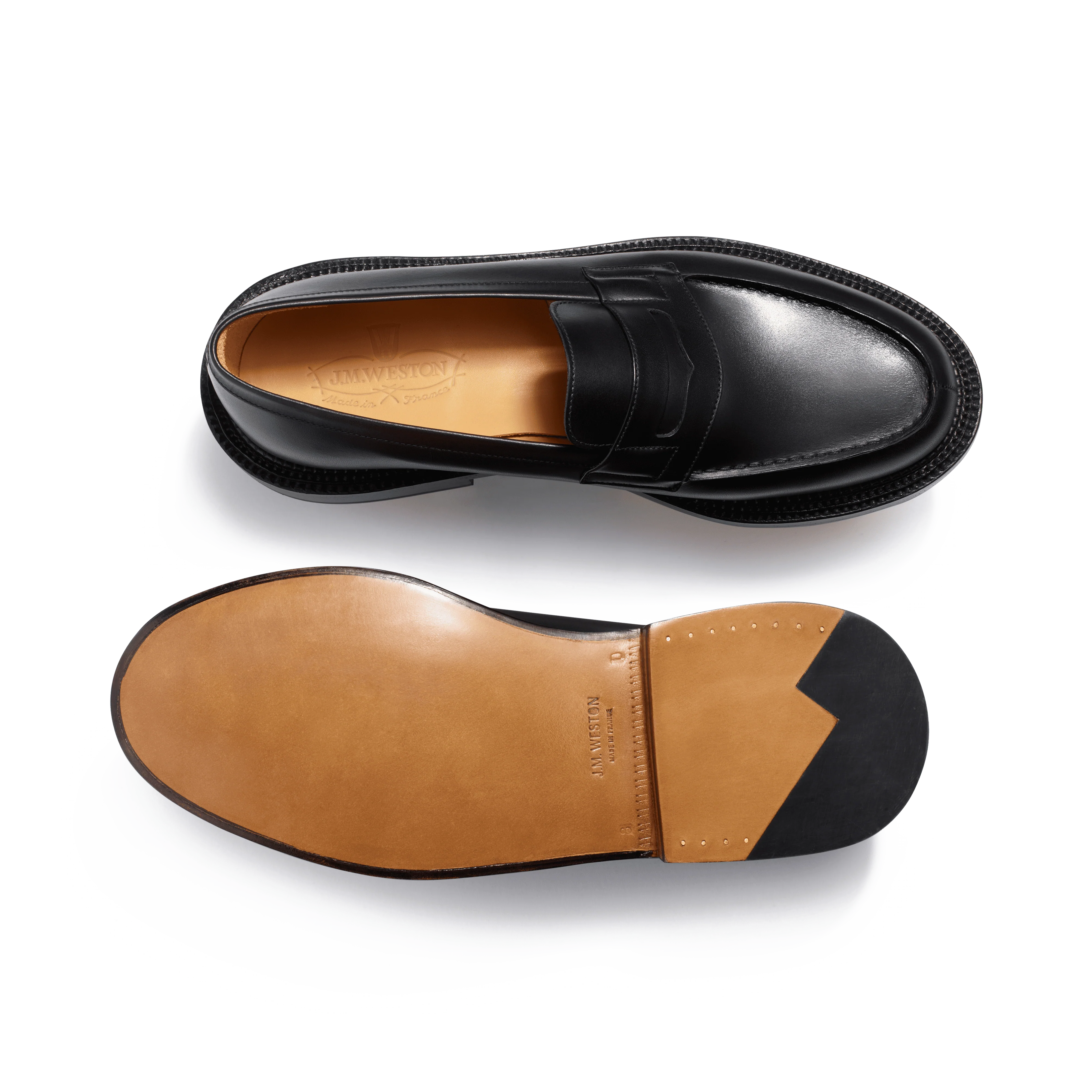 Mocassin 180 Triple semelle [homme cuir lisse noir] - Image 4