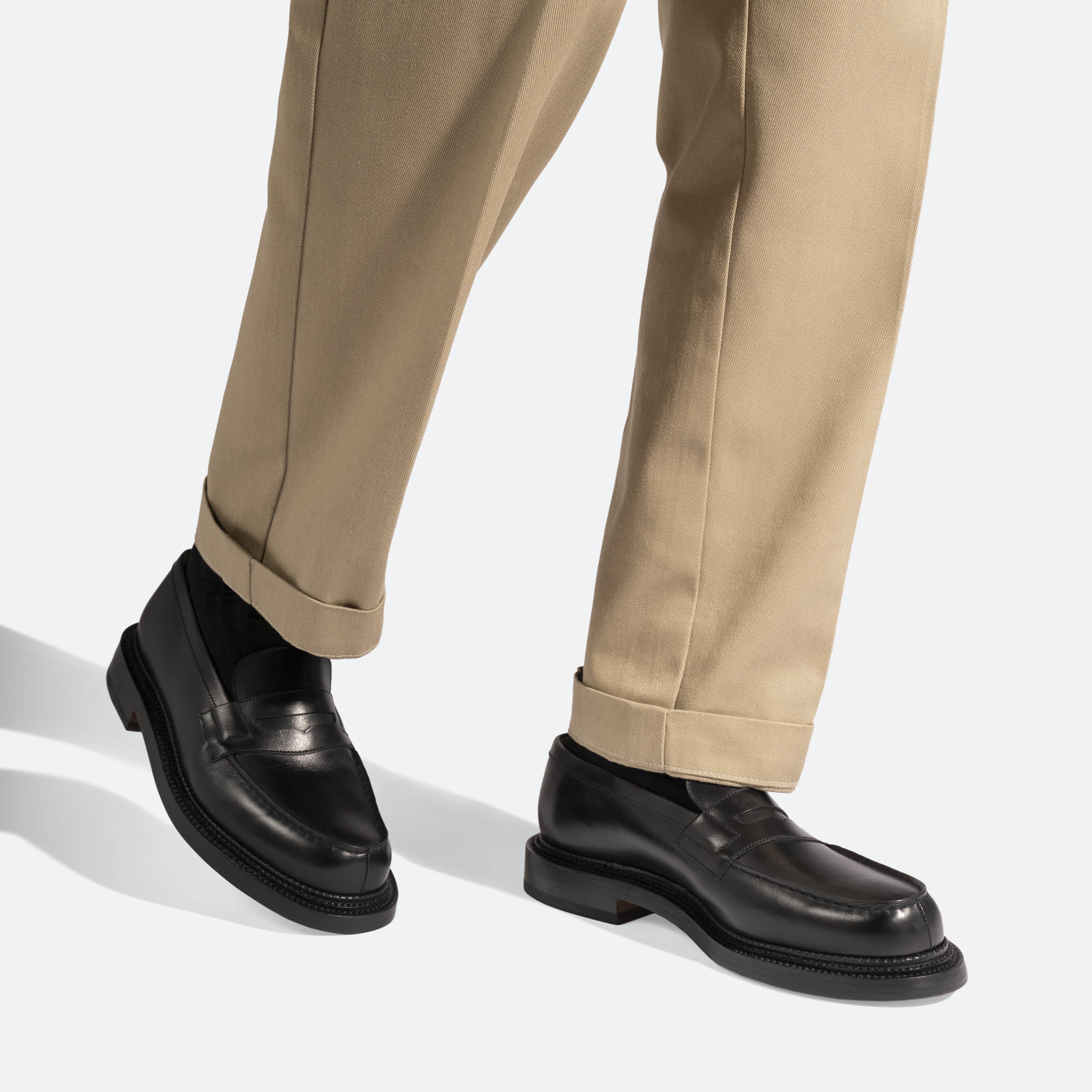 Mocassin 180 Triple semelle [homme cuir lisse noir] - Image 5