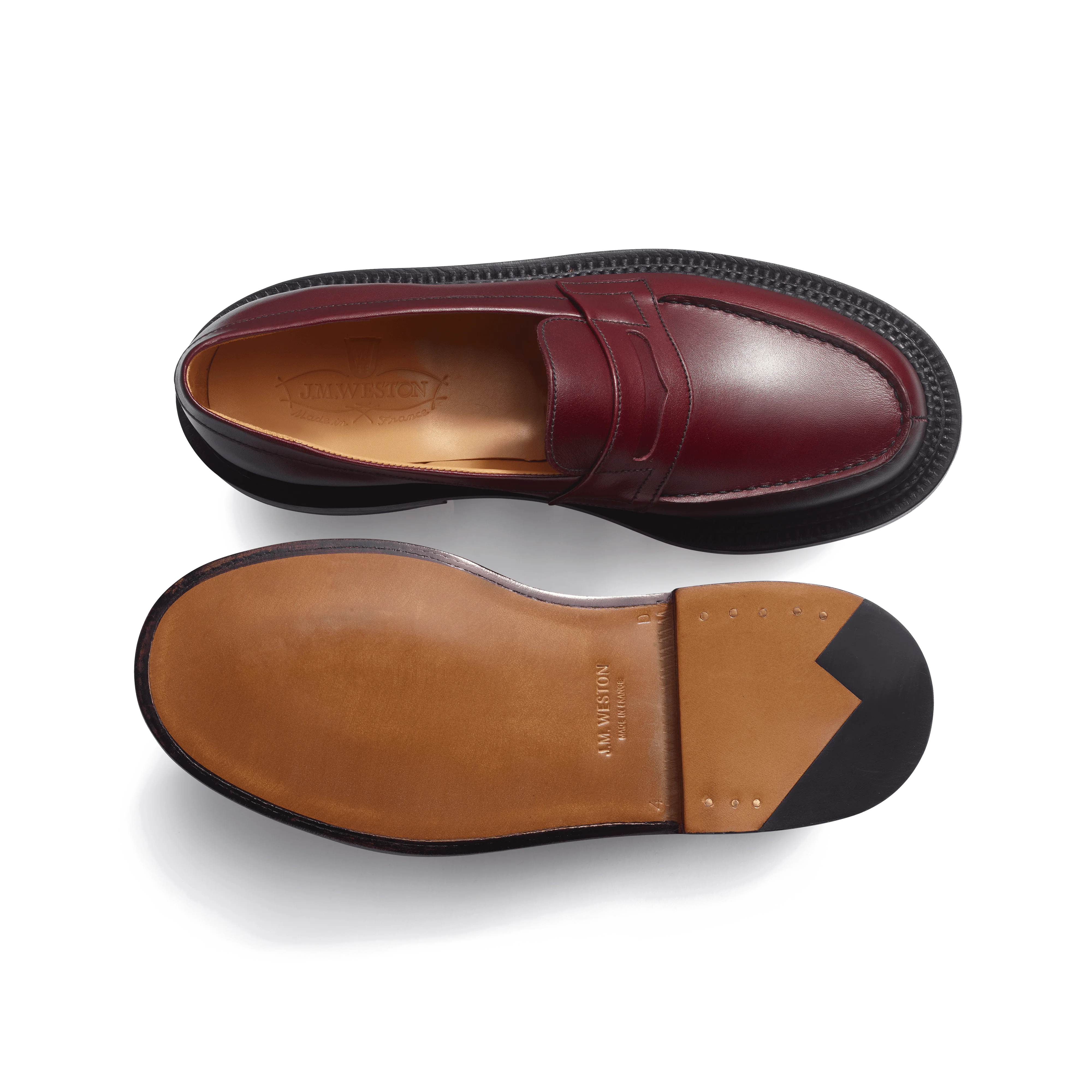 Mocassin 180 Triple semelle [femme cuir veau box bordeaux toucan] - Image 4