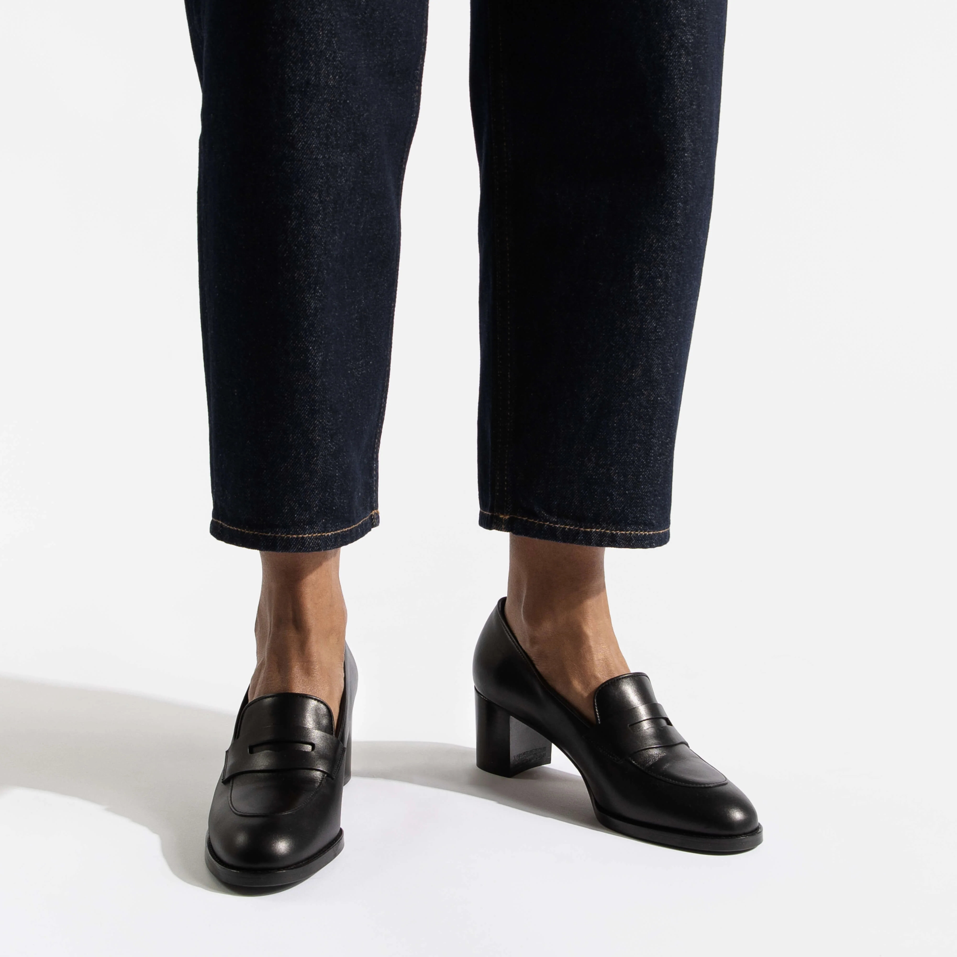 Mocassin à talon 5,5 cm [femme cuir lisse noir] - Image 5