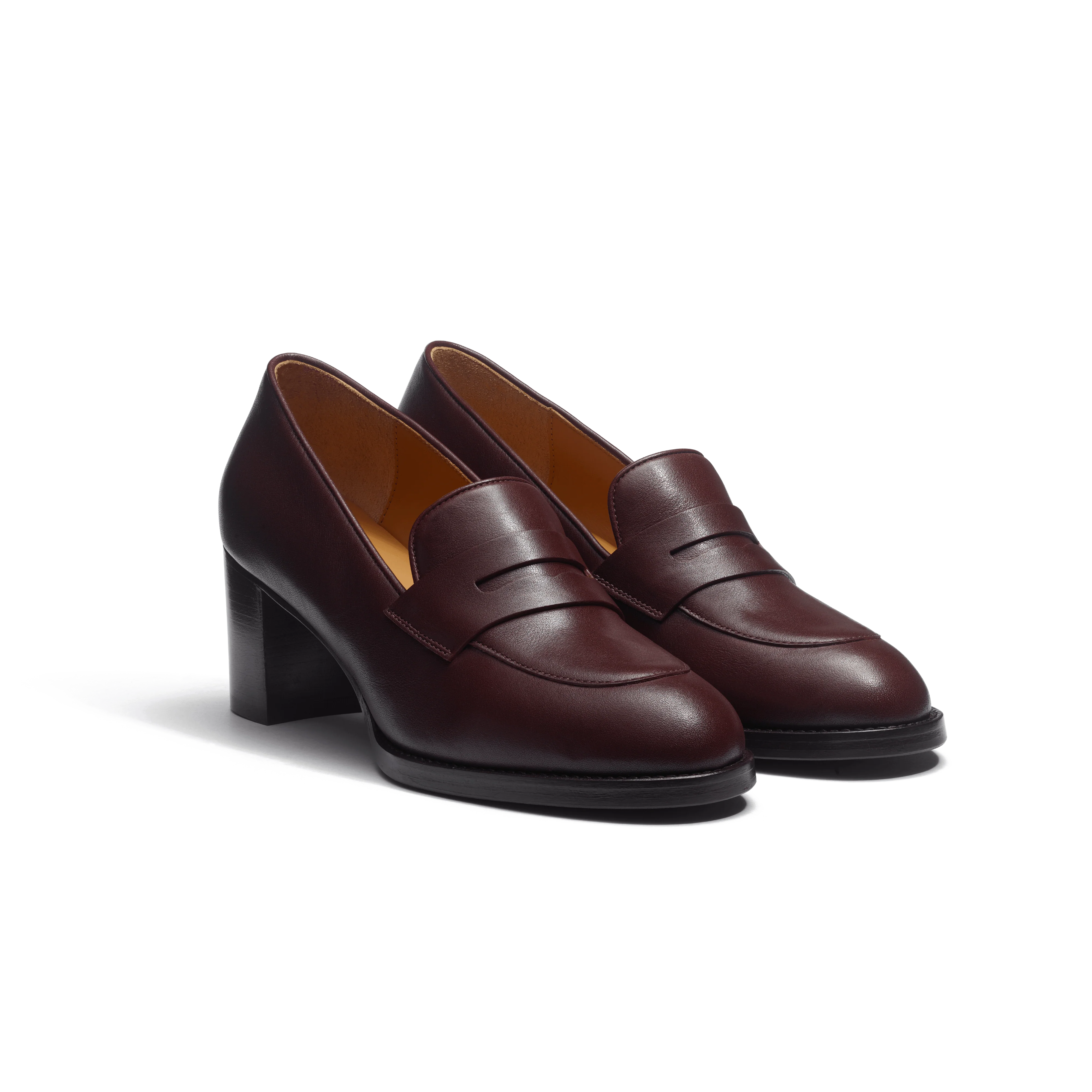 Mocassin à talon 5,5 cm [femme cuir veau lisse bordeaux] - Image 2