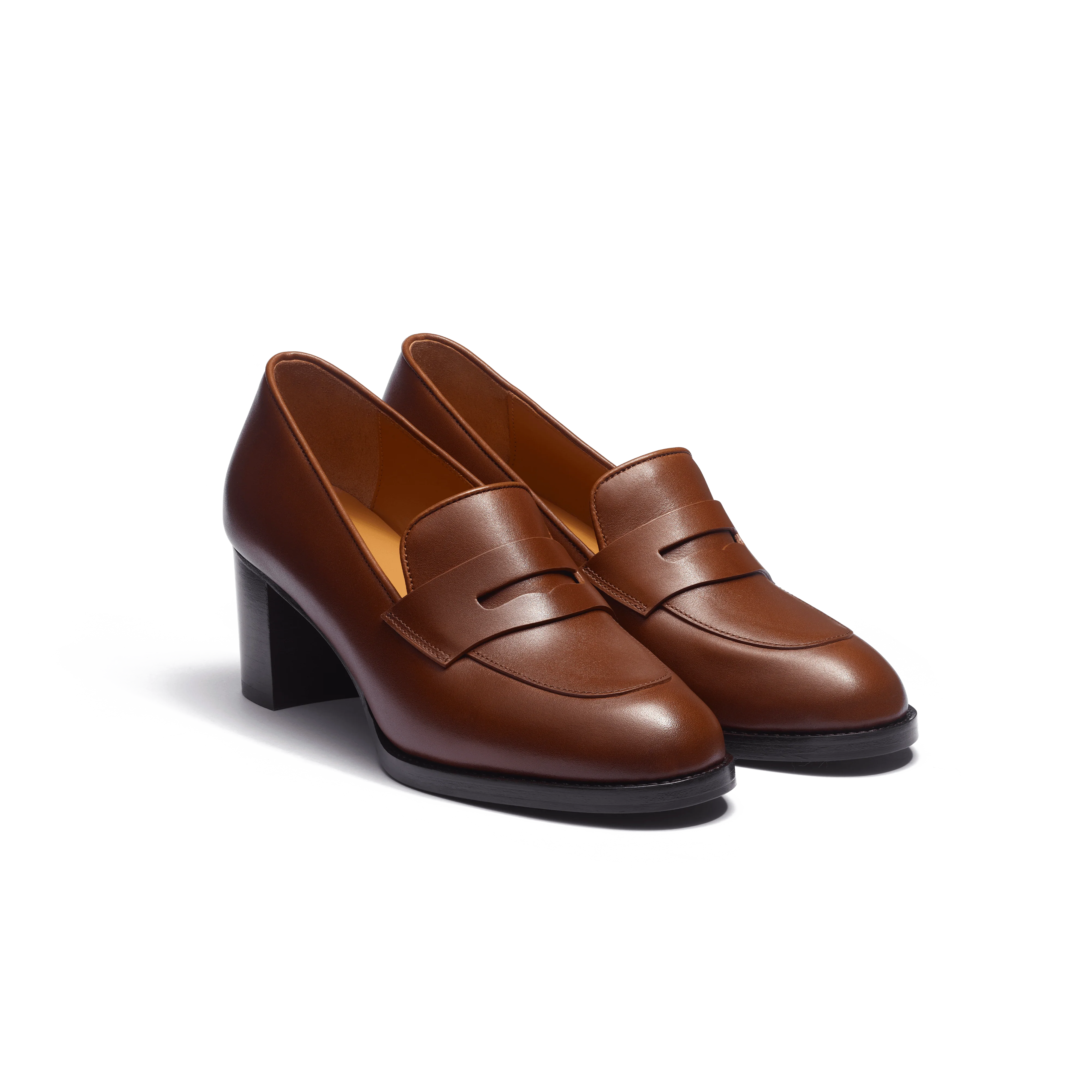 Mocassin à talon 5,5 cm [femme cuir veau lissse marron bergeronnette] - Image 2
