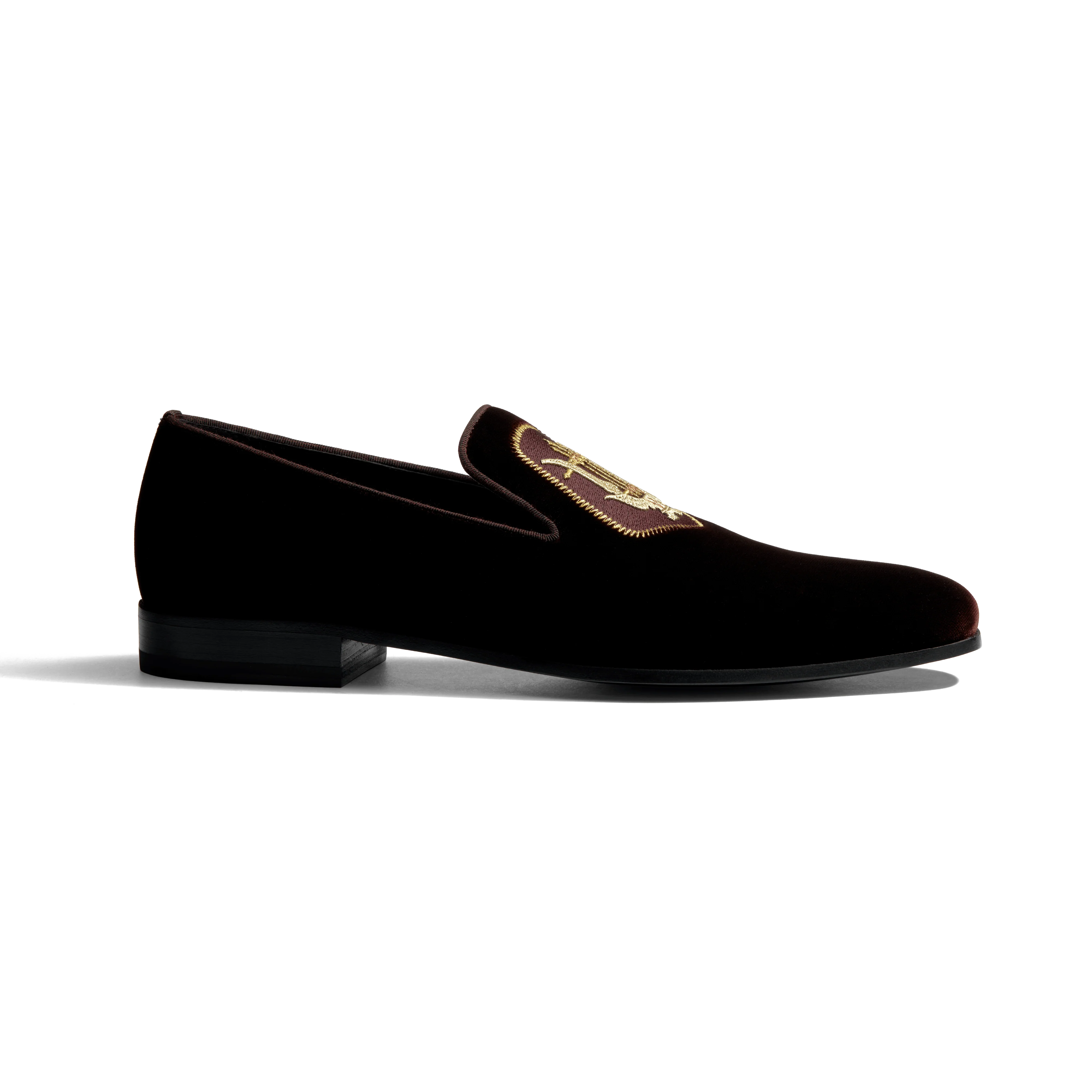 Mocassin Albi avec blason J.M. Weston x Opéra de Paris [homme velours textile bordeaux foncé]