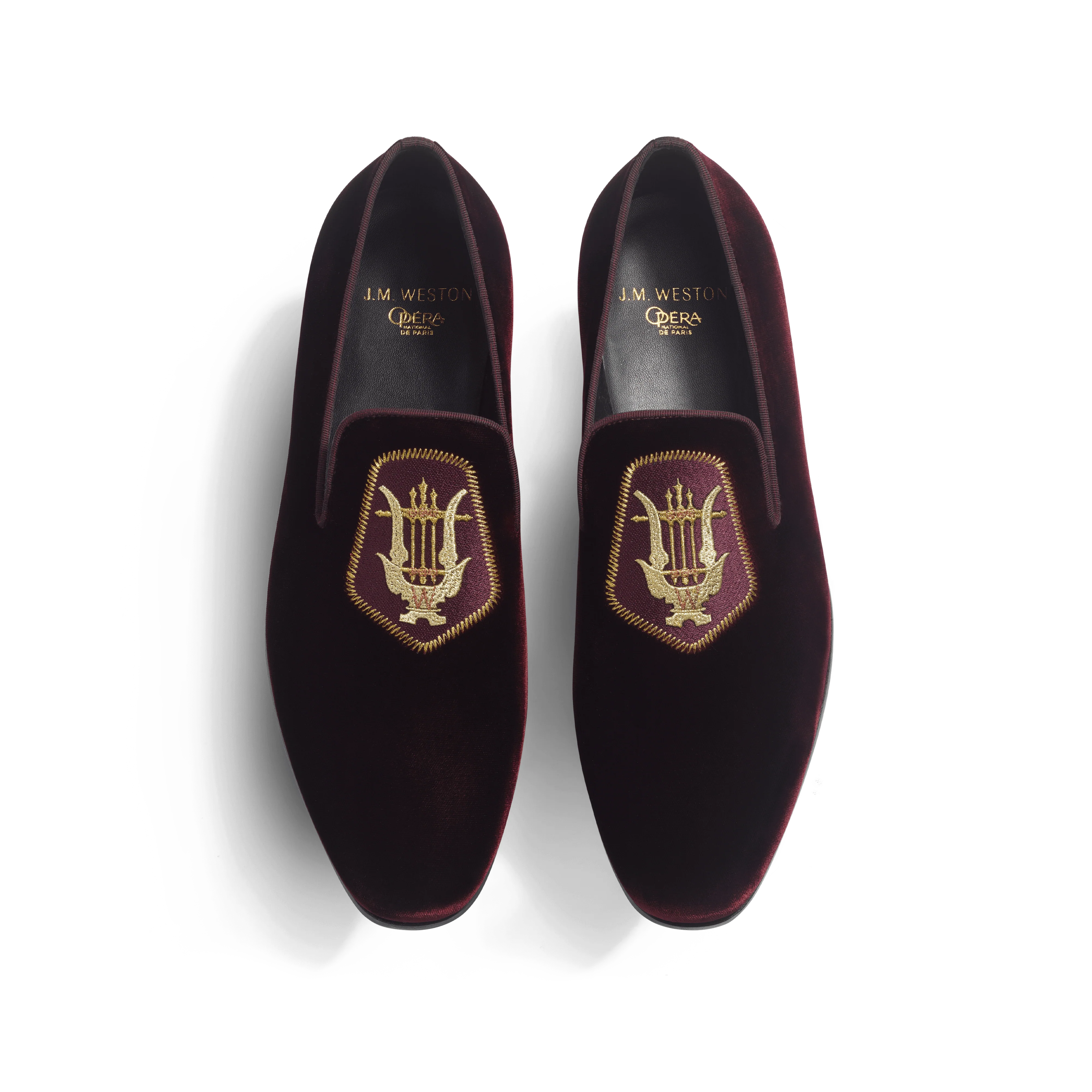 Mocassin Albi avec blason J.M. Weston x Opéra de Paris [homme velours textile bordeaux foncé] - Image 3