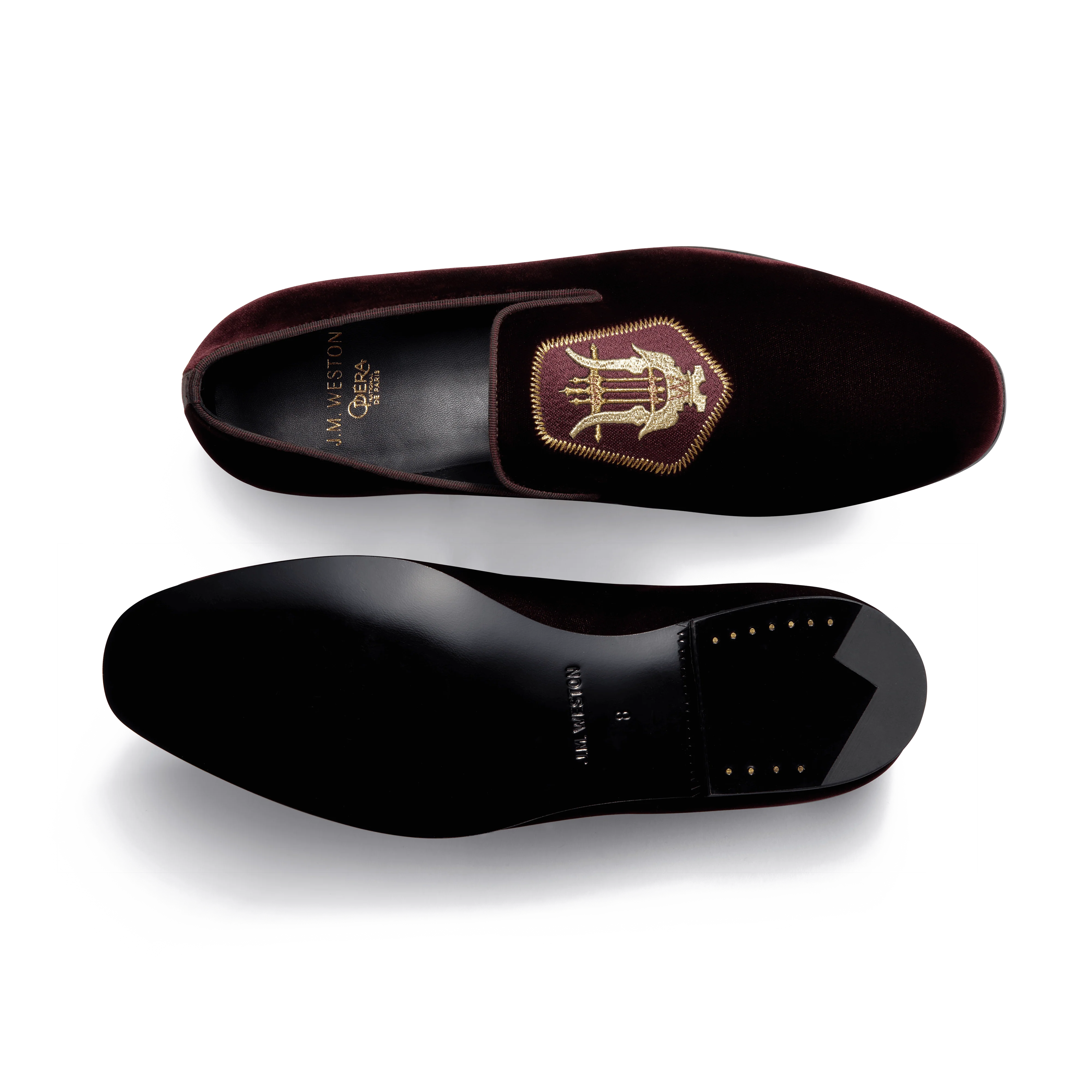 Mocassin Albi avec blason J.M. Weston x Opéra de Paris [homme velours textile bordeaux foncé] - Image 4