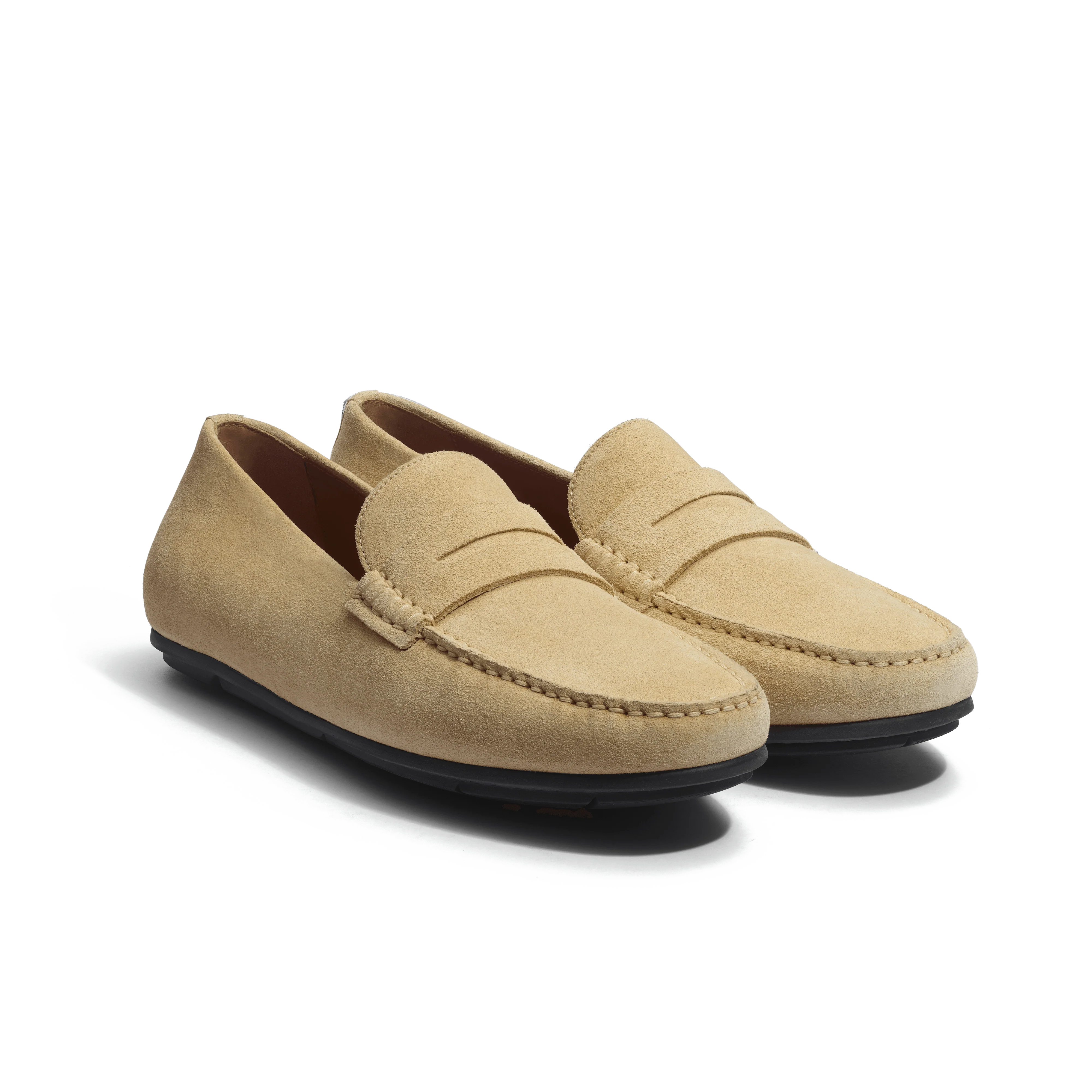 Mocassin de conduite Warning [homme cuir veau velours beige] - Image 2