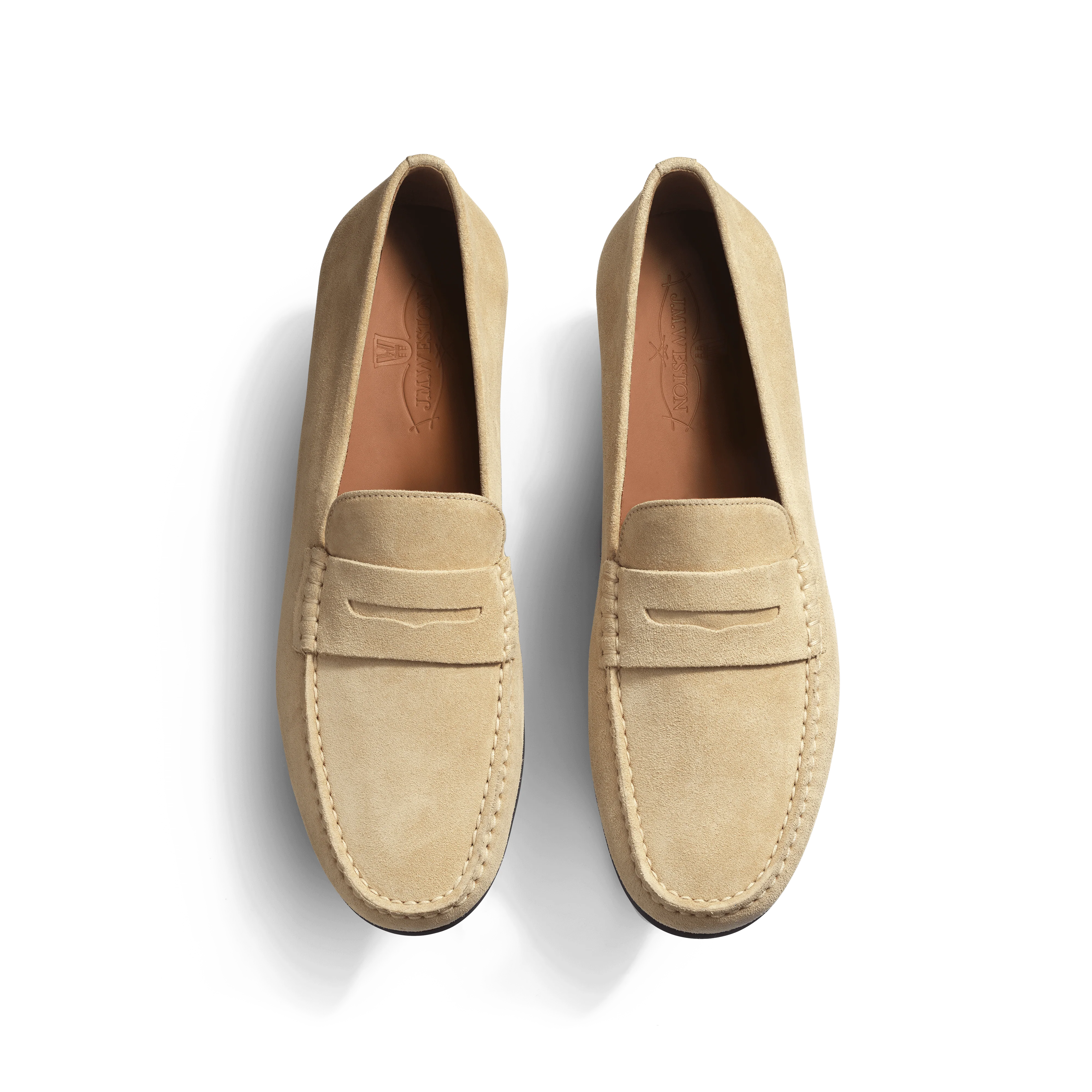 Mocassin de conduite Warning [homme cuir veau velours beige] - Image 3