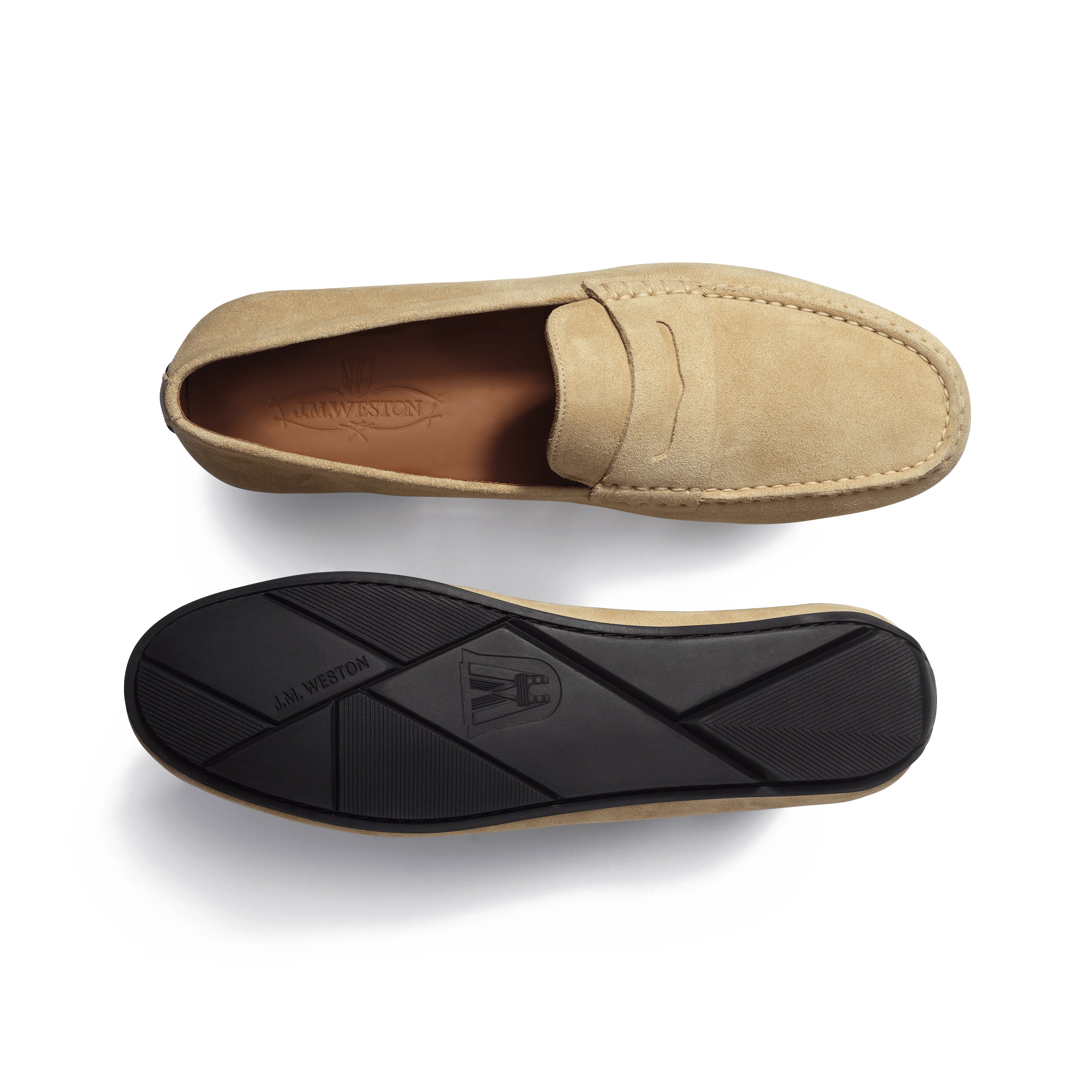 Mocassin de conduite Warning [homme cuir veau velours beige] - Image 4