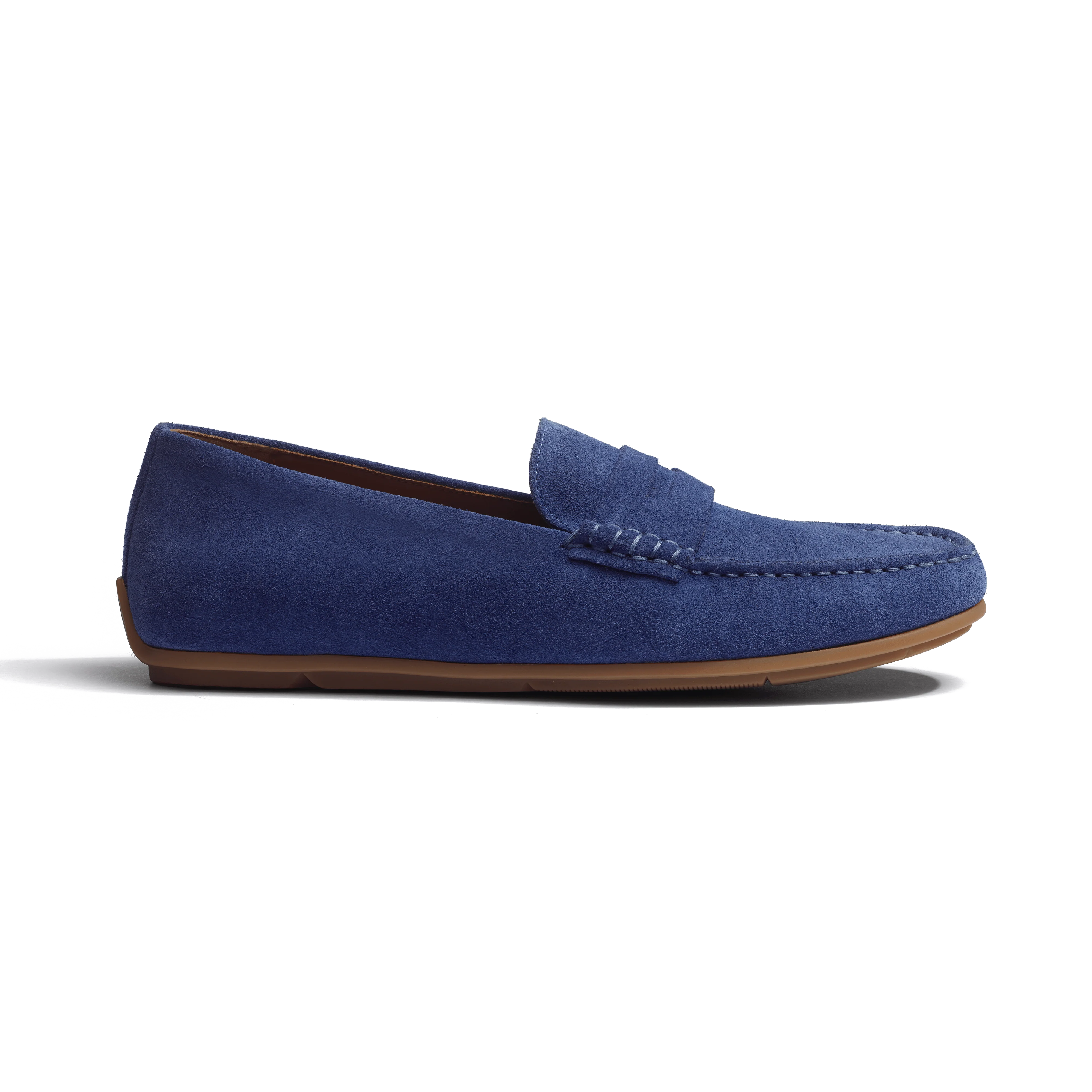 Mocassin de conduite Warning [homme cuir veau velours bleu de Limoges]
