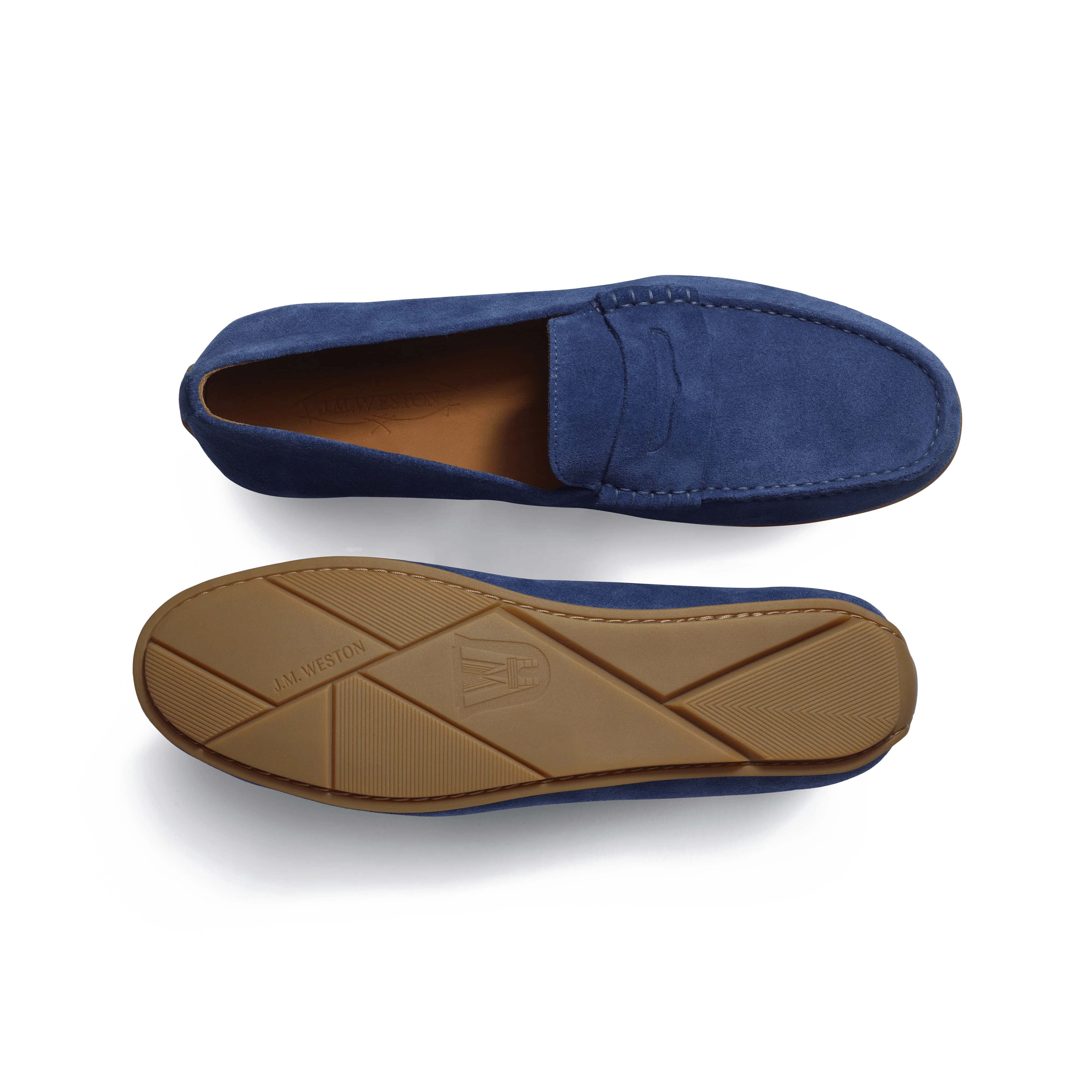 Mocassin de conduite Warning [homme cuir veau velours bleu de Limoges] - Image 4