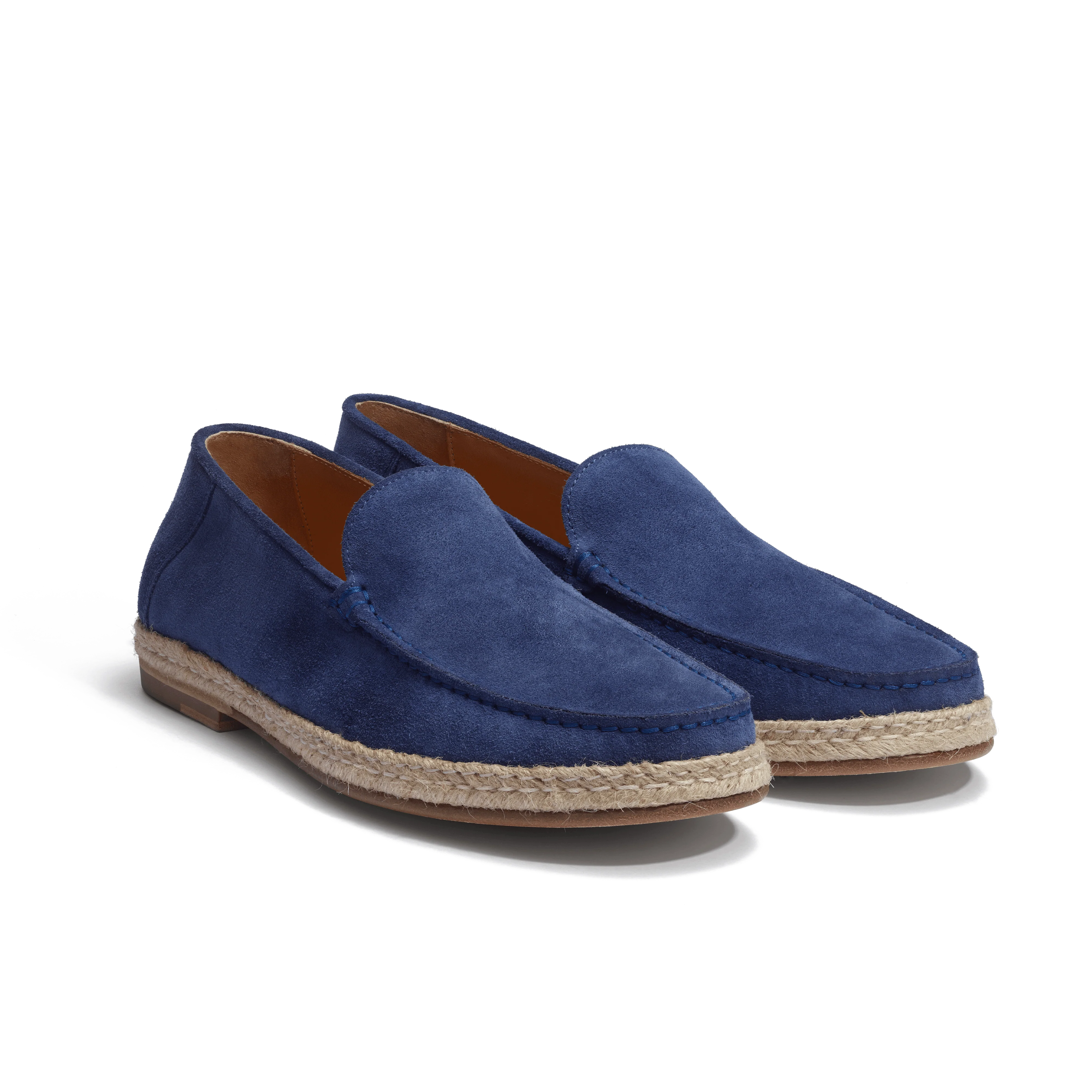 Mocassin Espadrille Uzès [homme cuir veau velours bleu de Limoges] - Image 2
