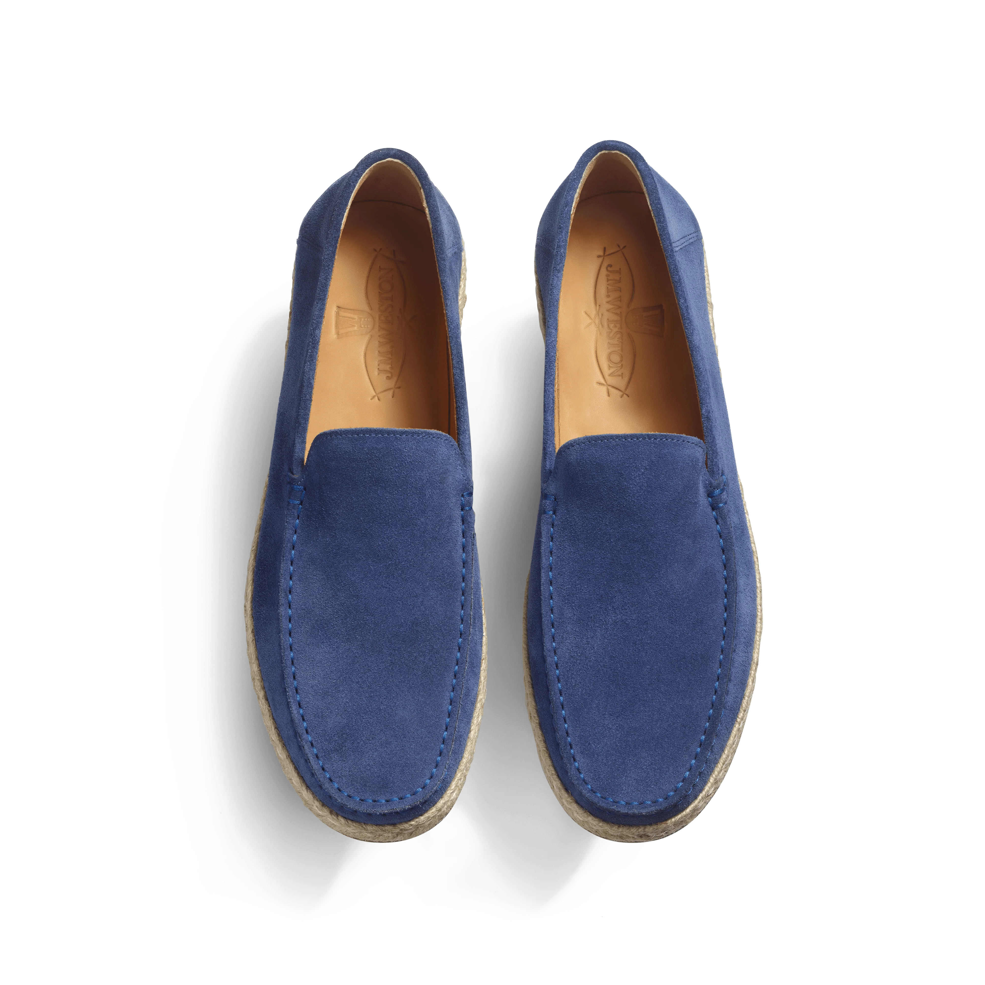 Mocassin Espadrille Uzès [homme cuir veau velours bleu de Limoges] - Image 3