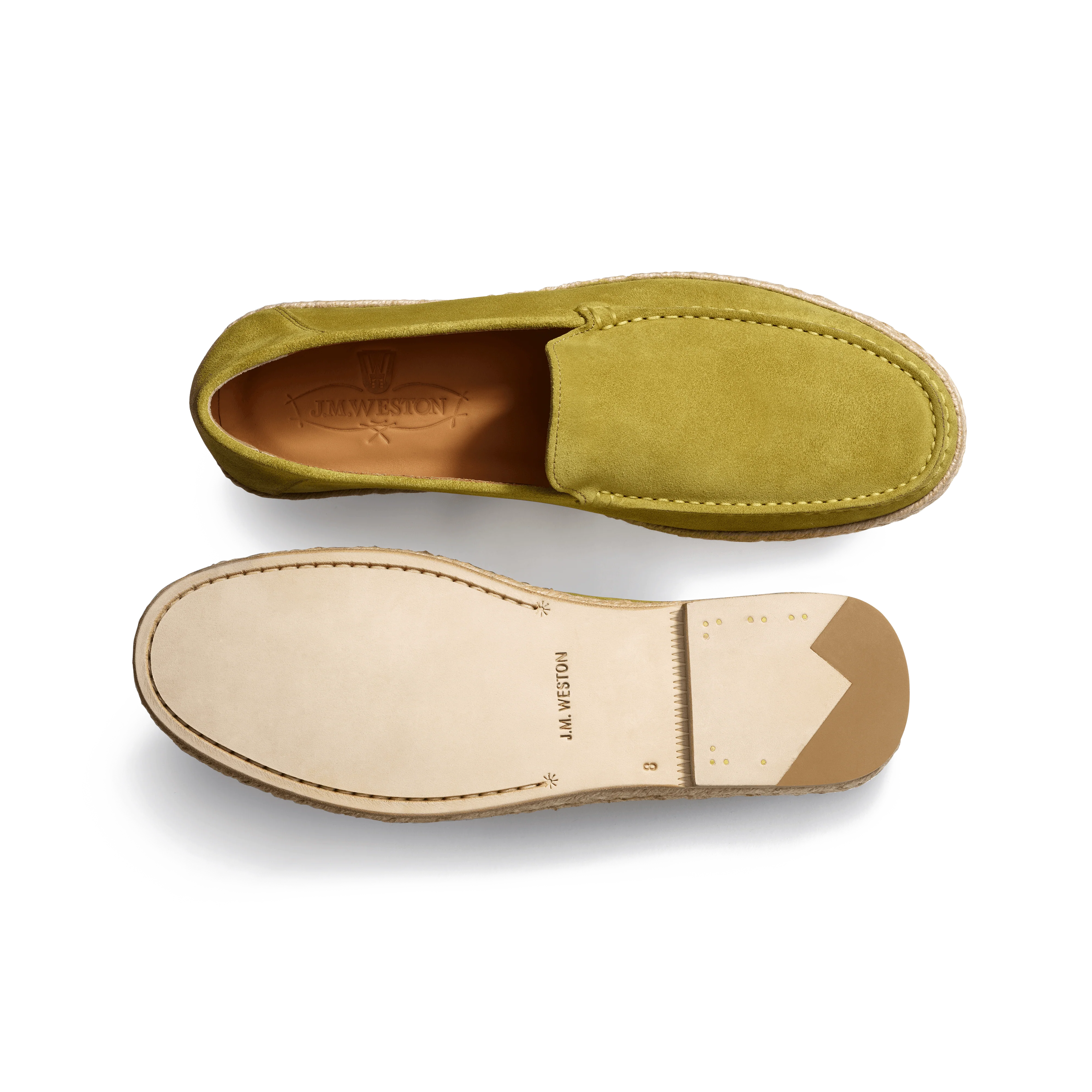 Mocassin Espadrille Uzès [homme cuir veau velours vert anis] - Image 4