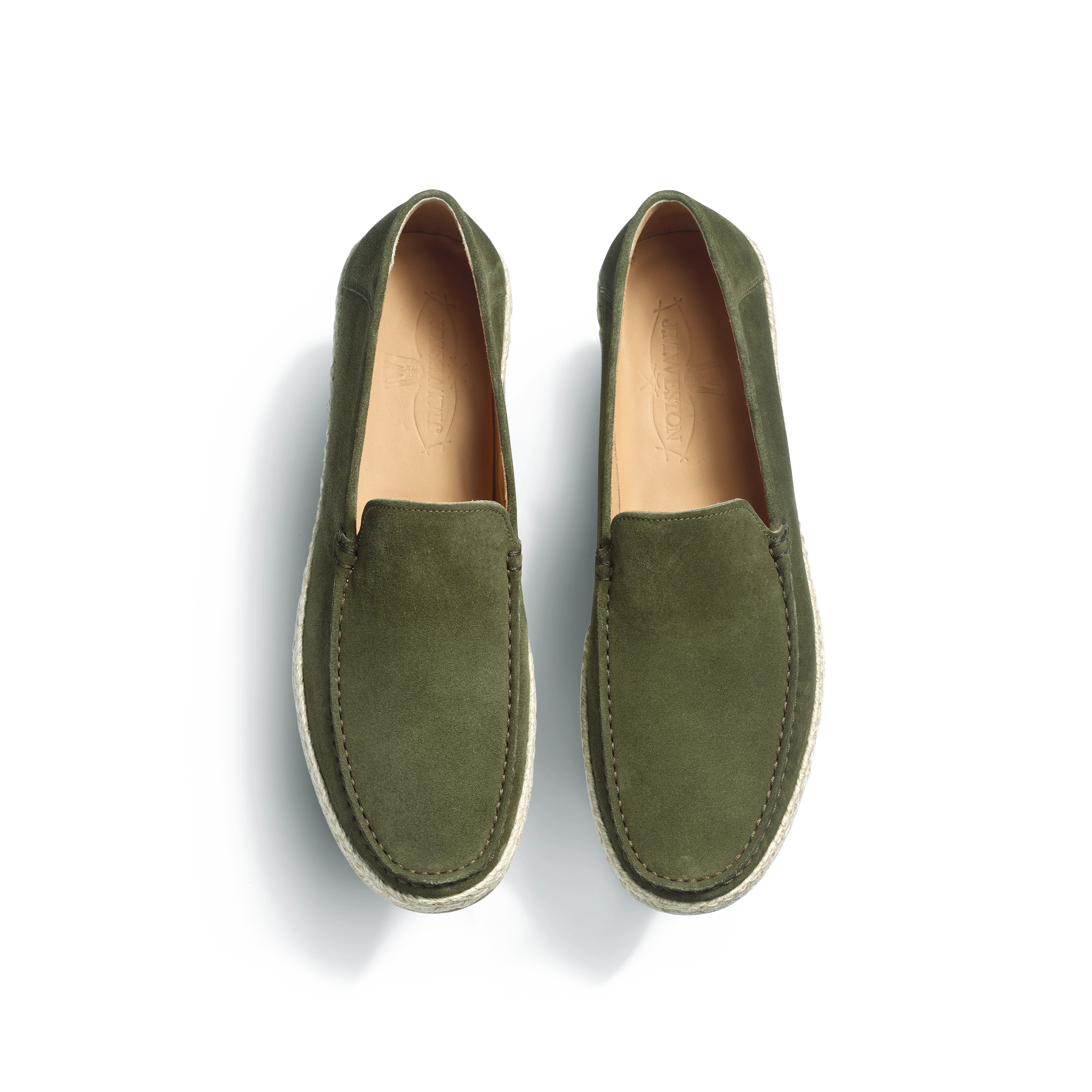 Mocassin Espadrille Uzès [homme cuir velours kaki] - Image 3