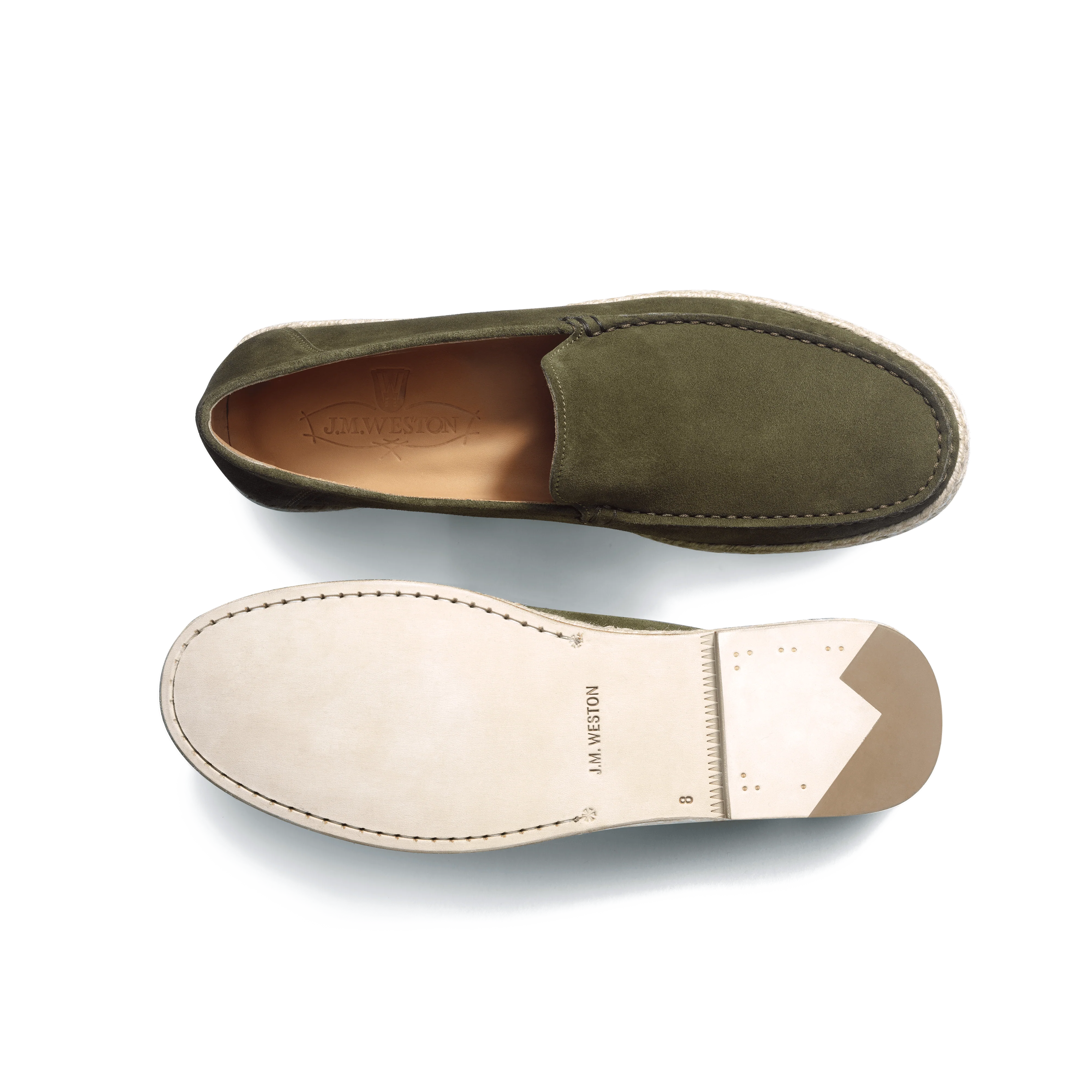 Mocassin Espadrille Uzès [homme cuir velours kaki] - Image 4