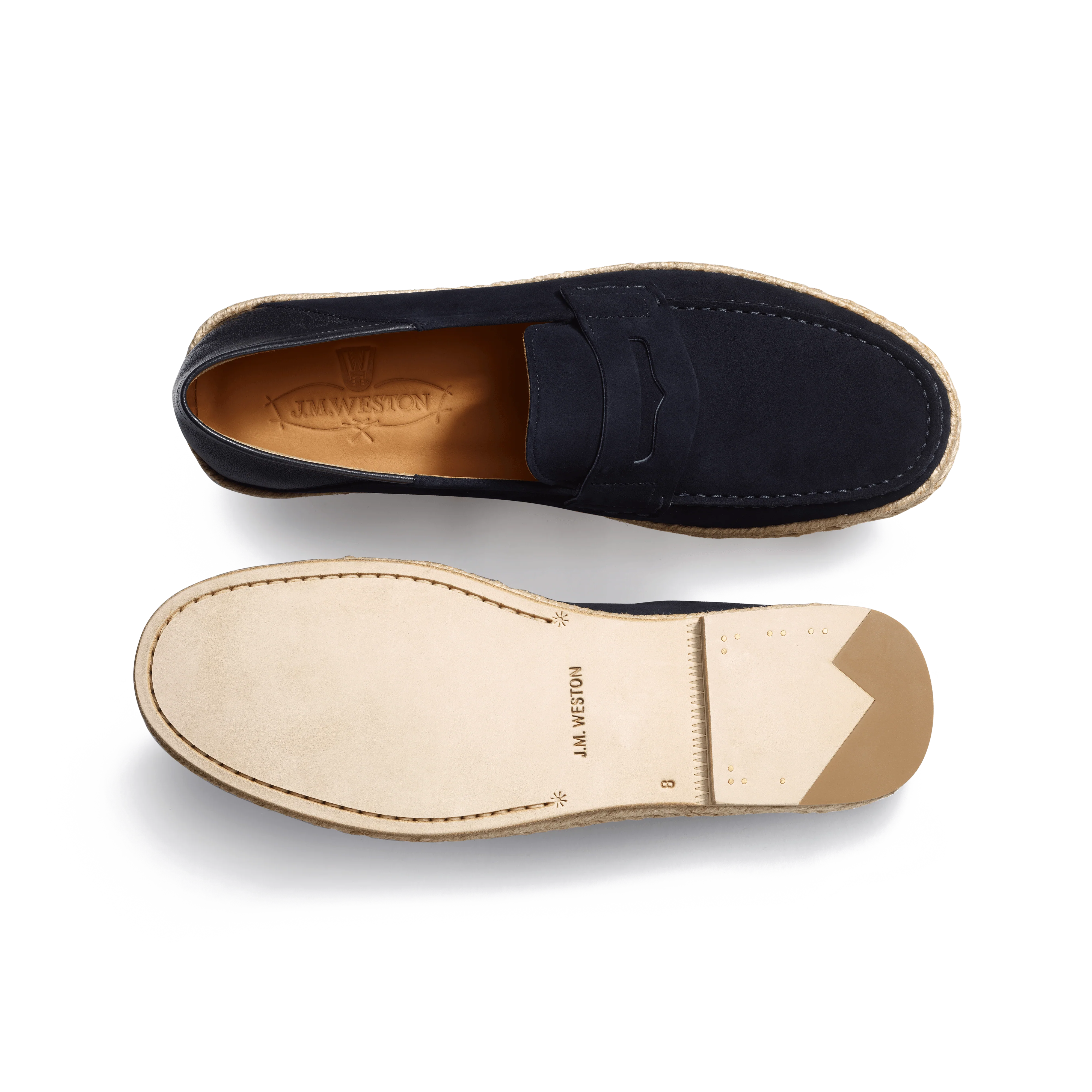 Mocassin Mule Espadrille Uzès [homme cuir veau velours marine] - Image 4