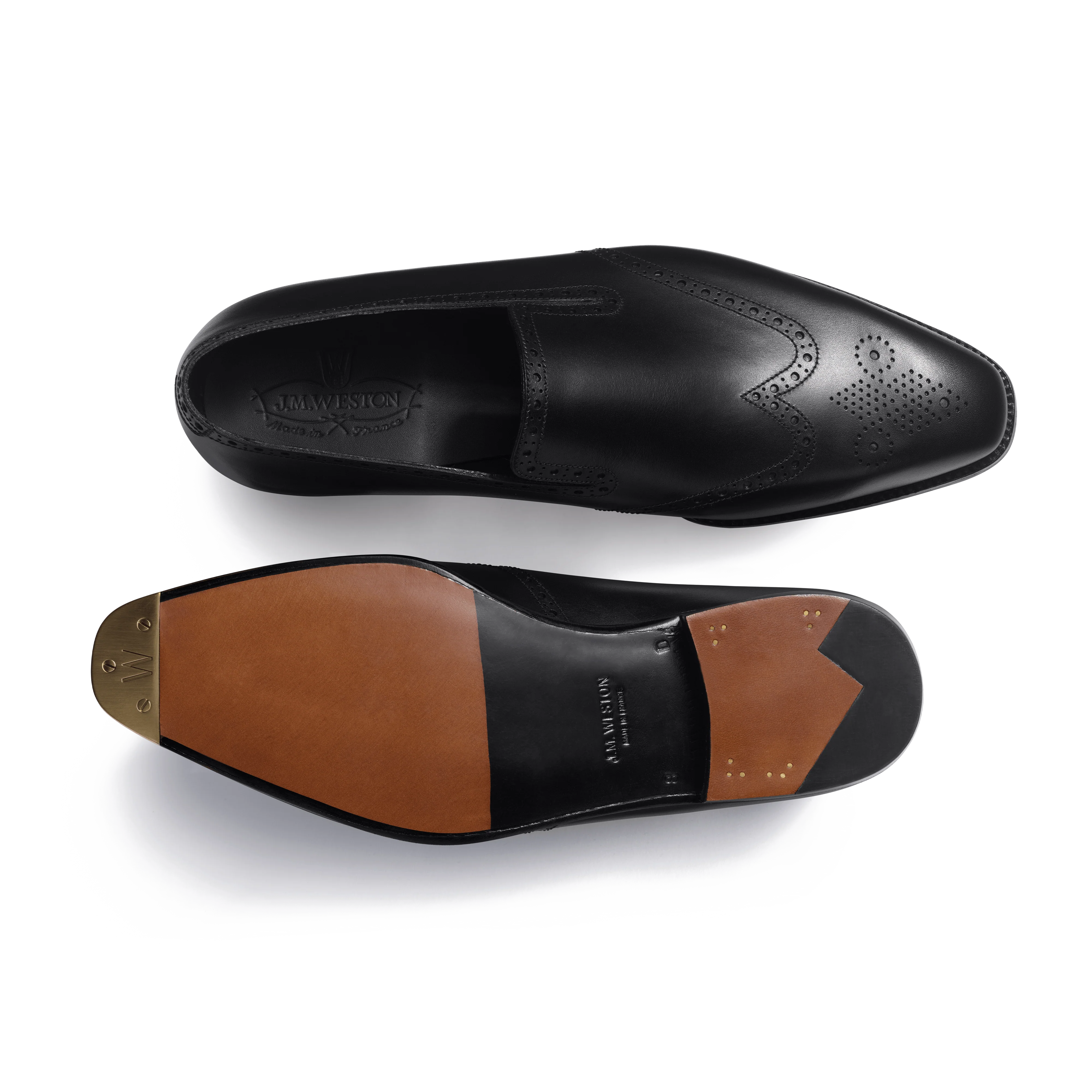 Mocassin One Cut Perforé Fusain [Homme cuir veau box noir] - Image 4