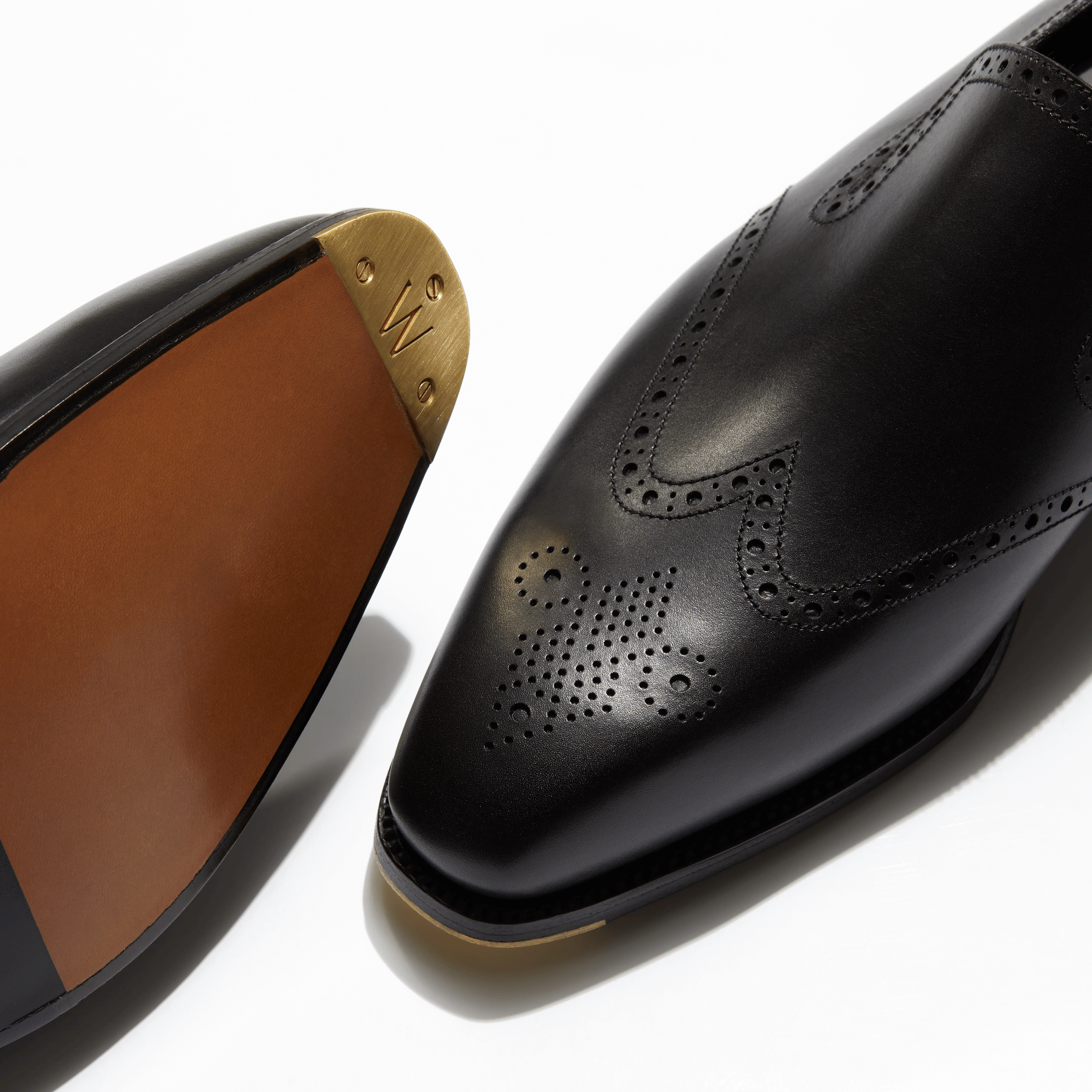Mocassin One Cut Perforé Fusain [Homme cuir veau box noir] - Image 5