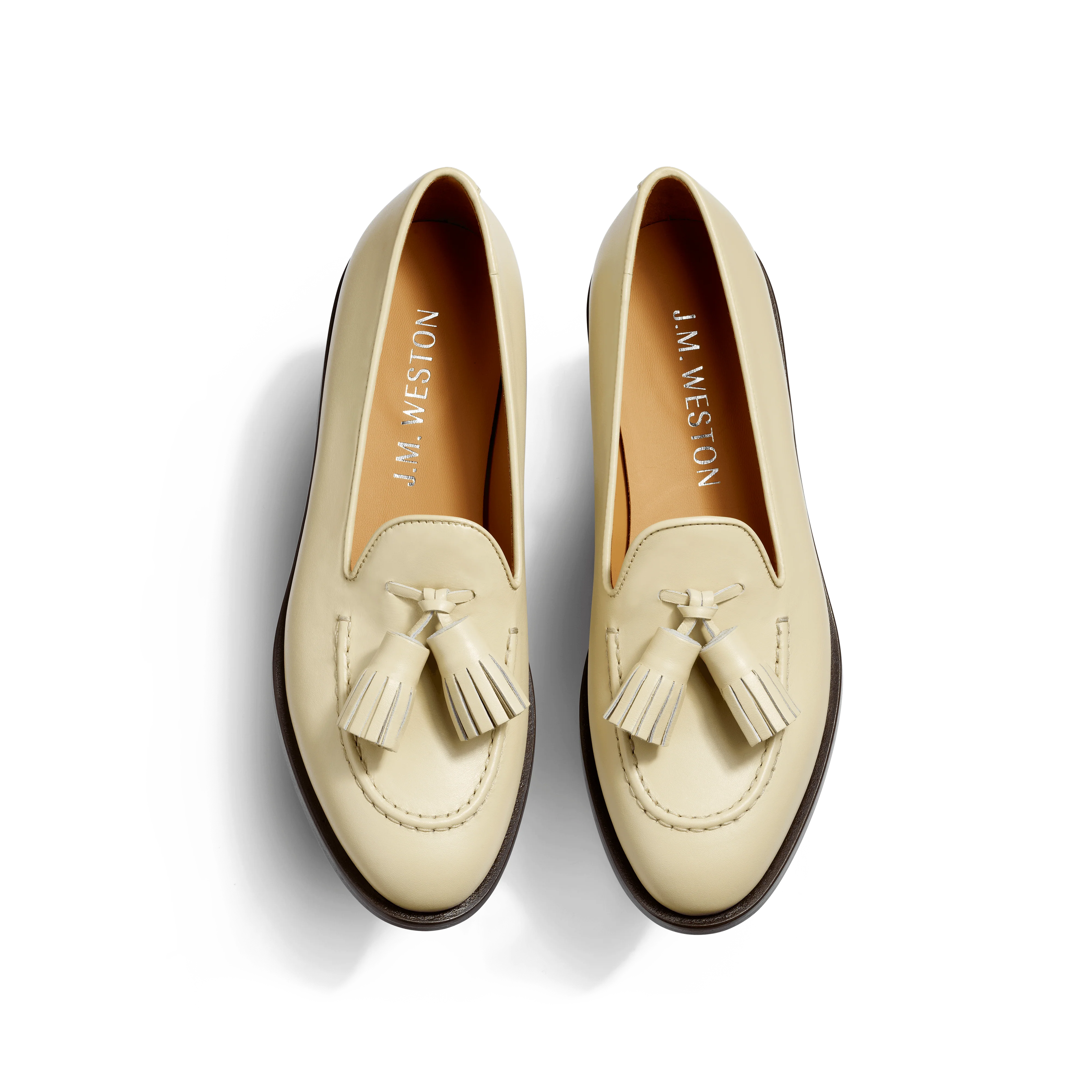 Mocassin à Pampilles [femme cuir veau lisse satiné ivoire] - Image 3